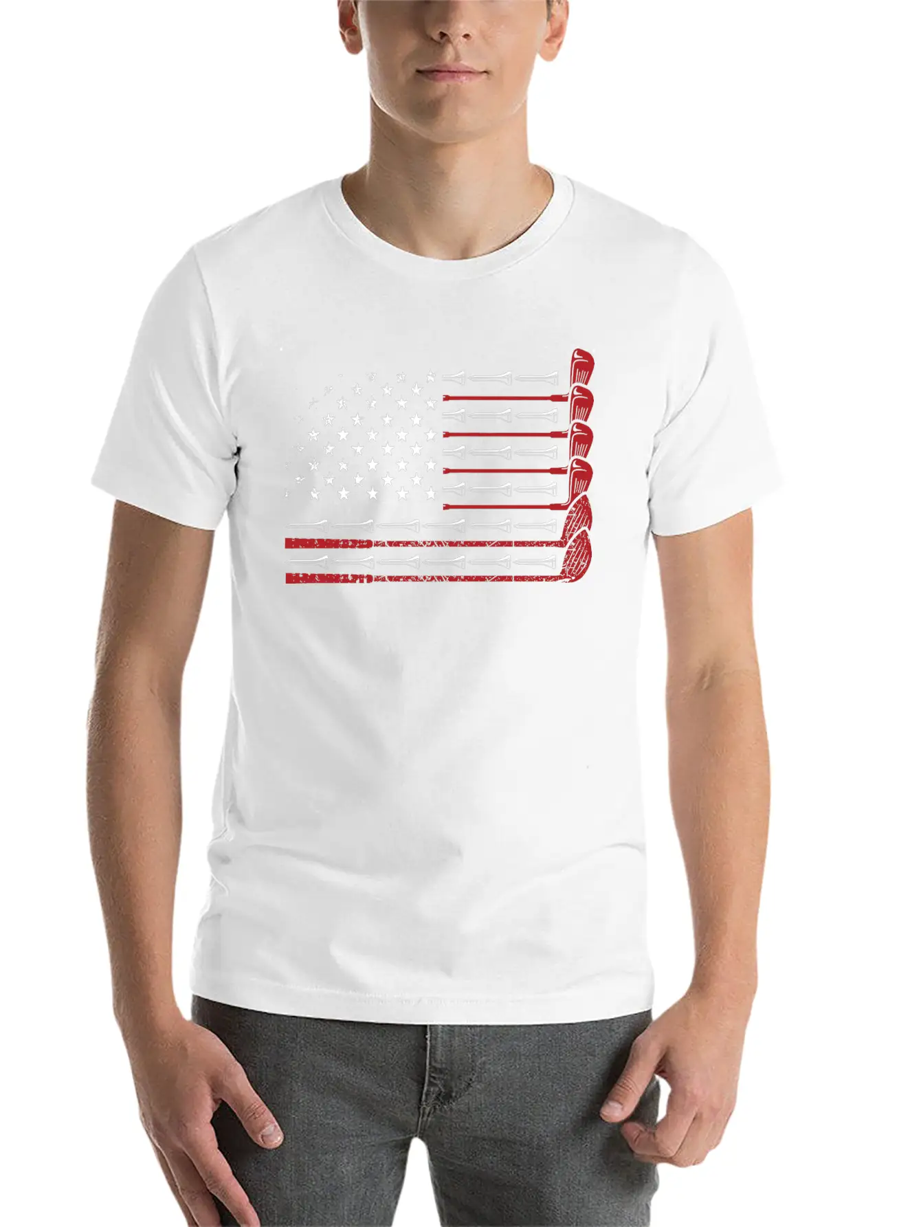 American Flag Golf Essential Cotton Tee For Daily Outfits – Unisex Style