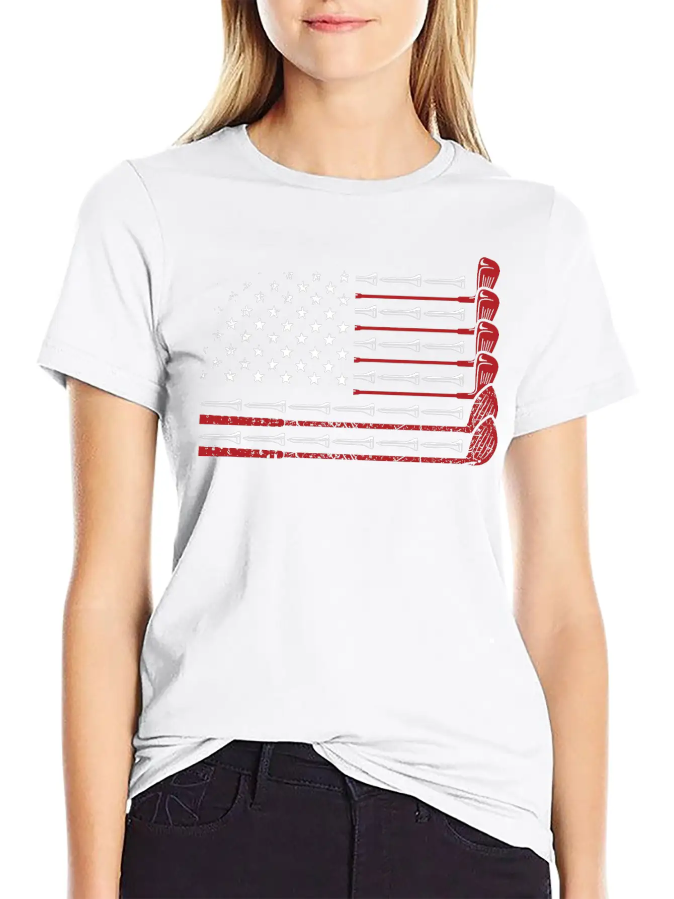 American Flag Golf Essential Cotton Tee For Daily Outfits – Unisex Style