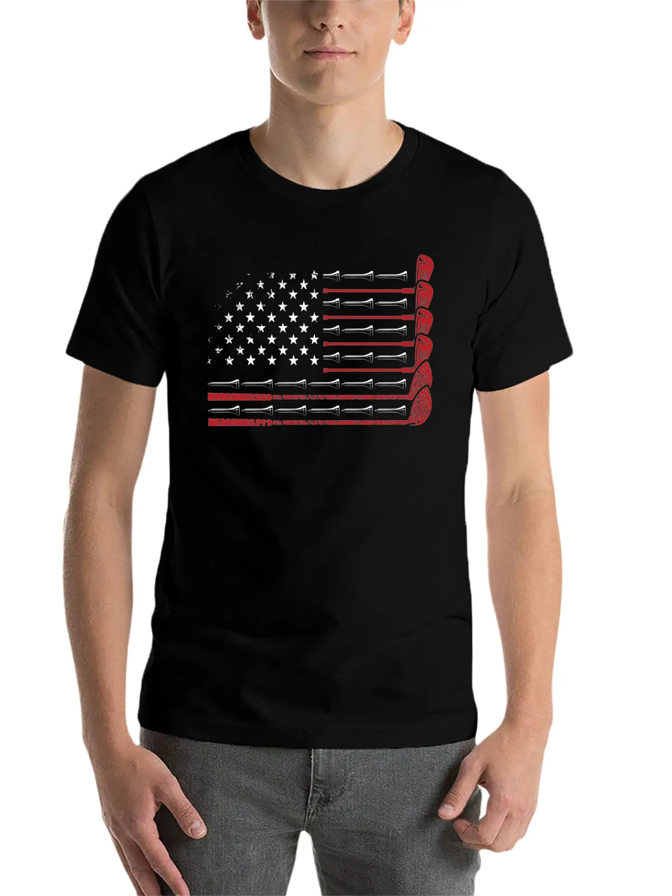 American Flag Golf Essential Cotton Tee For Daily Outfits – Unisex Style