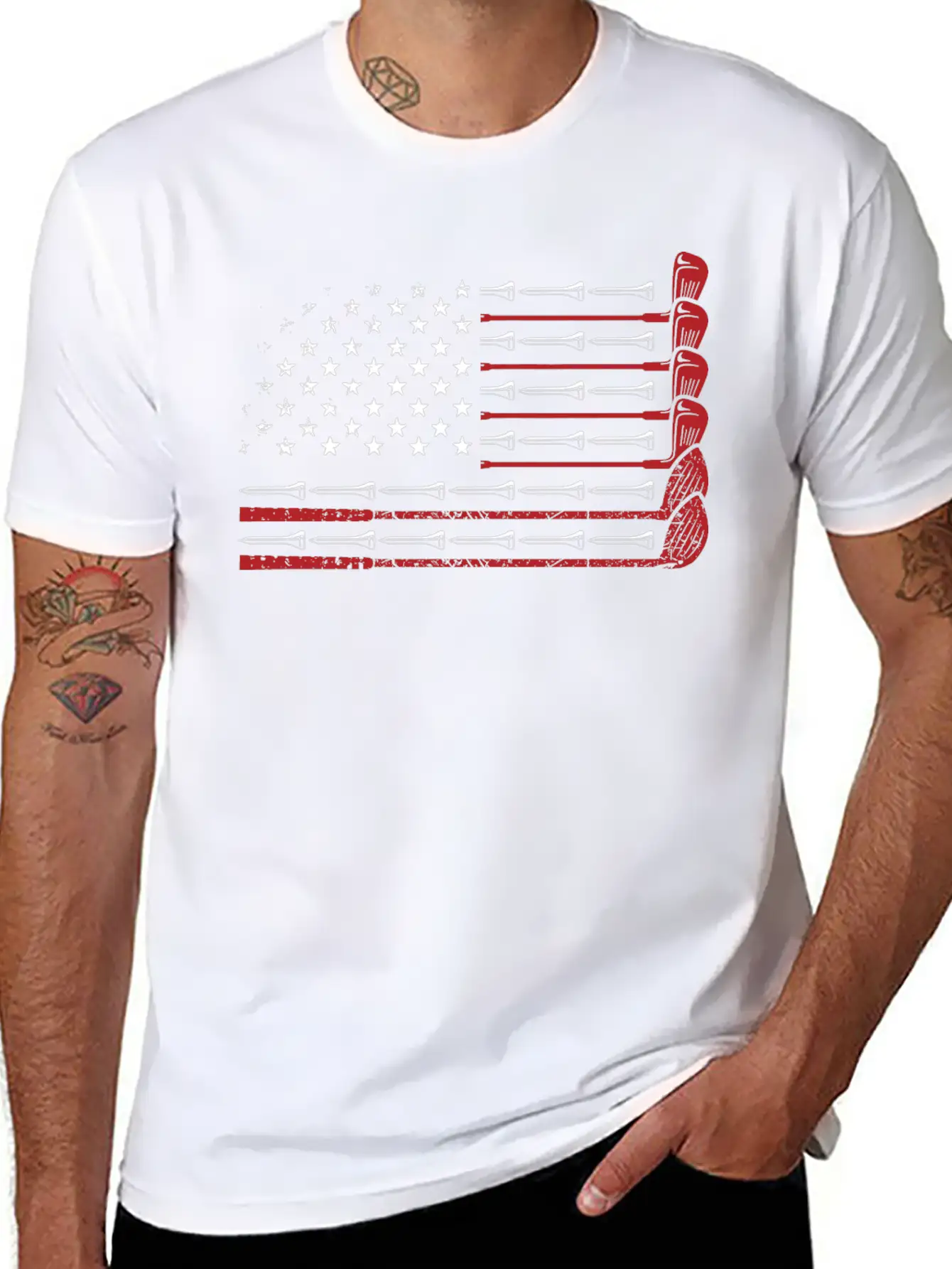 American Flag Golf Essential Cotton Tee For Daily Outfits – Unisex Style