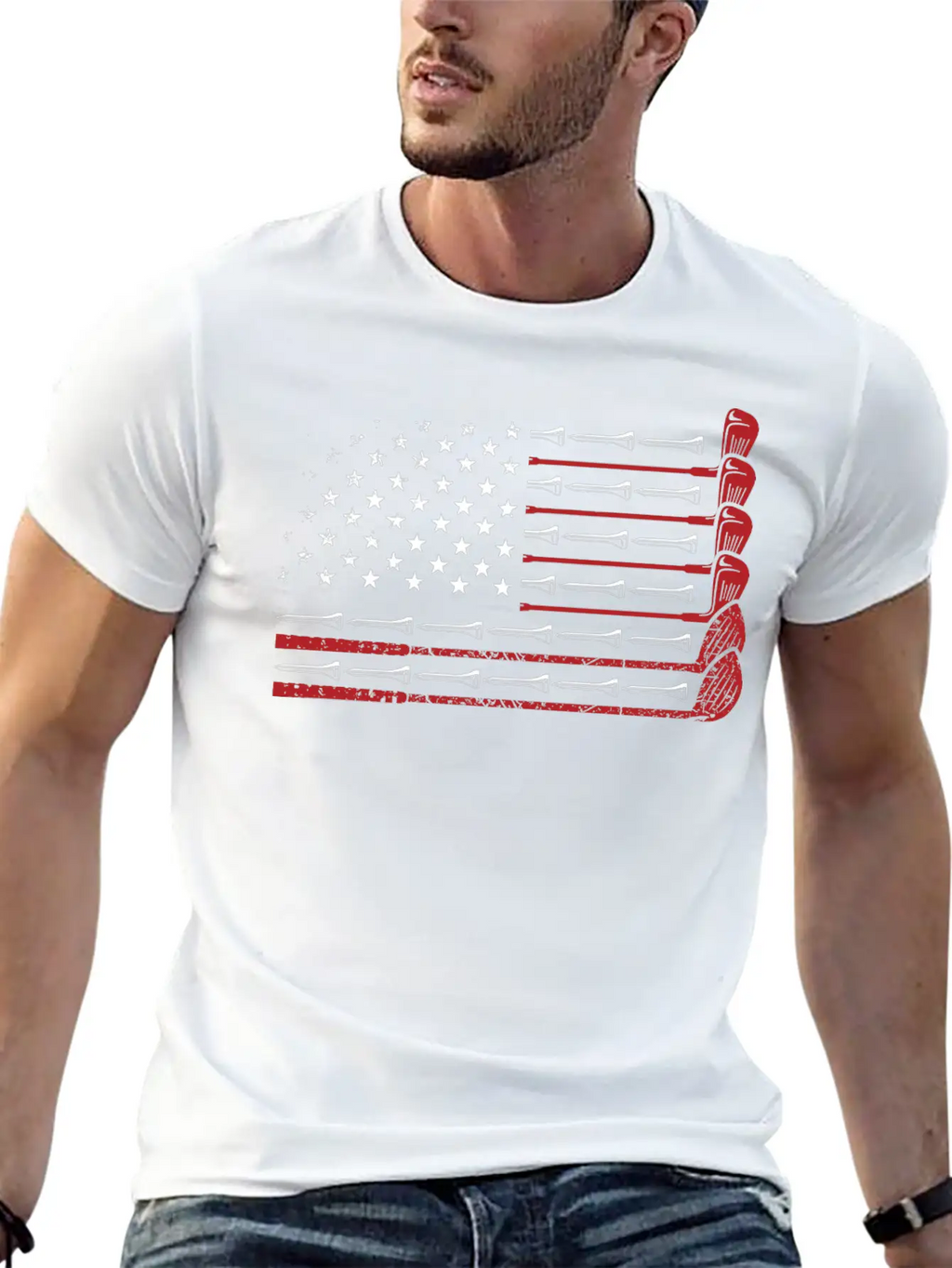 American Flag Golf Essential Cotton Tee For Daily Outfits – Unisex Style