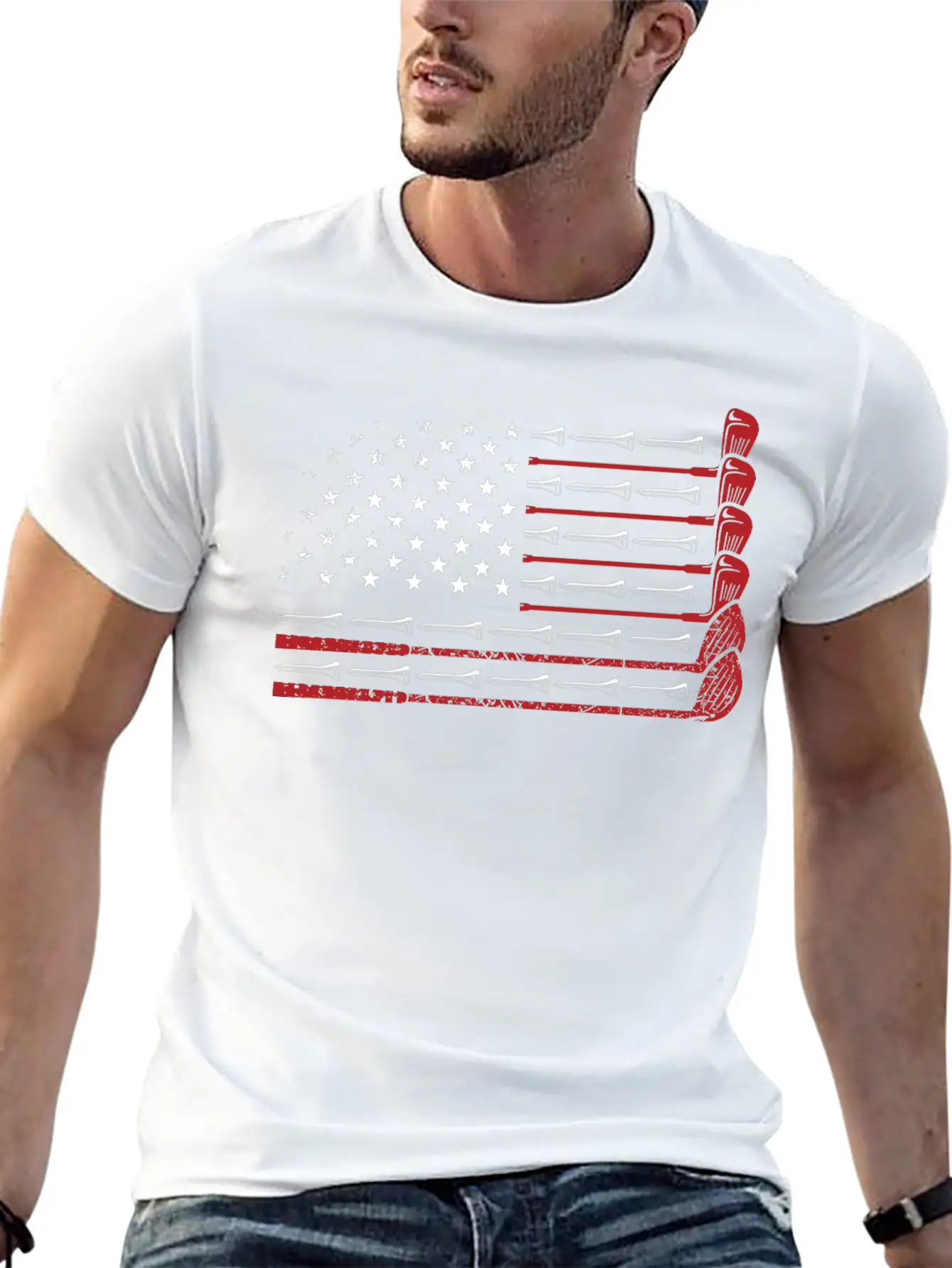 American Flag Golf Essential Cotton Tee For Daily Outfits – Unisex Style