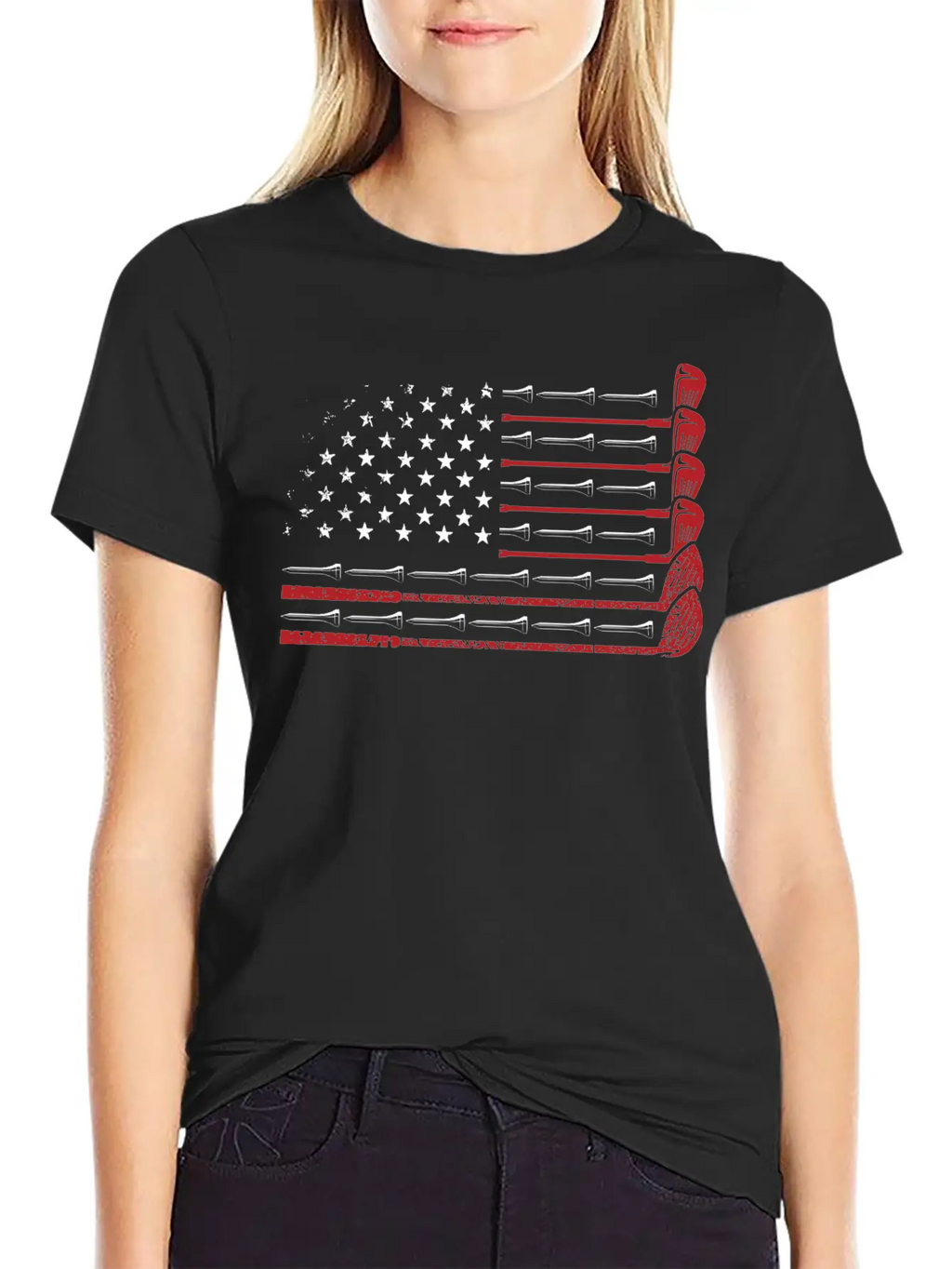 American Flag Golf Essential Cotton Tee For Daily Outfits – Unisex Style