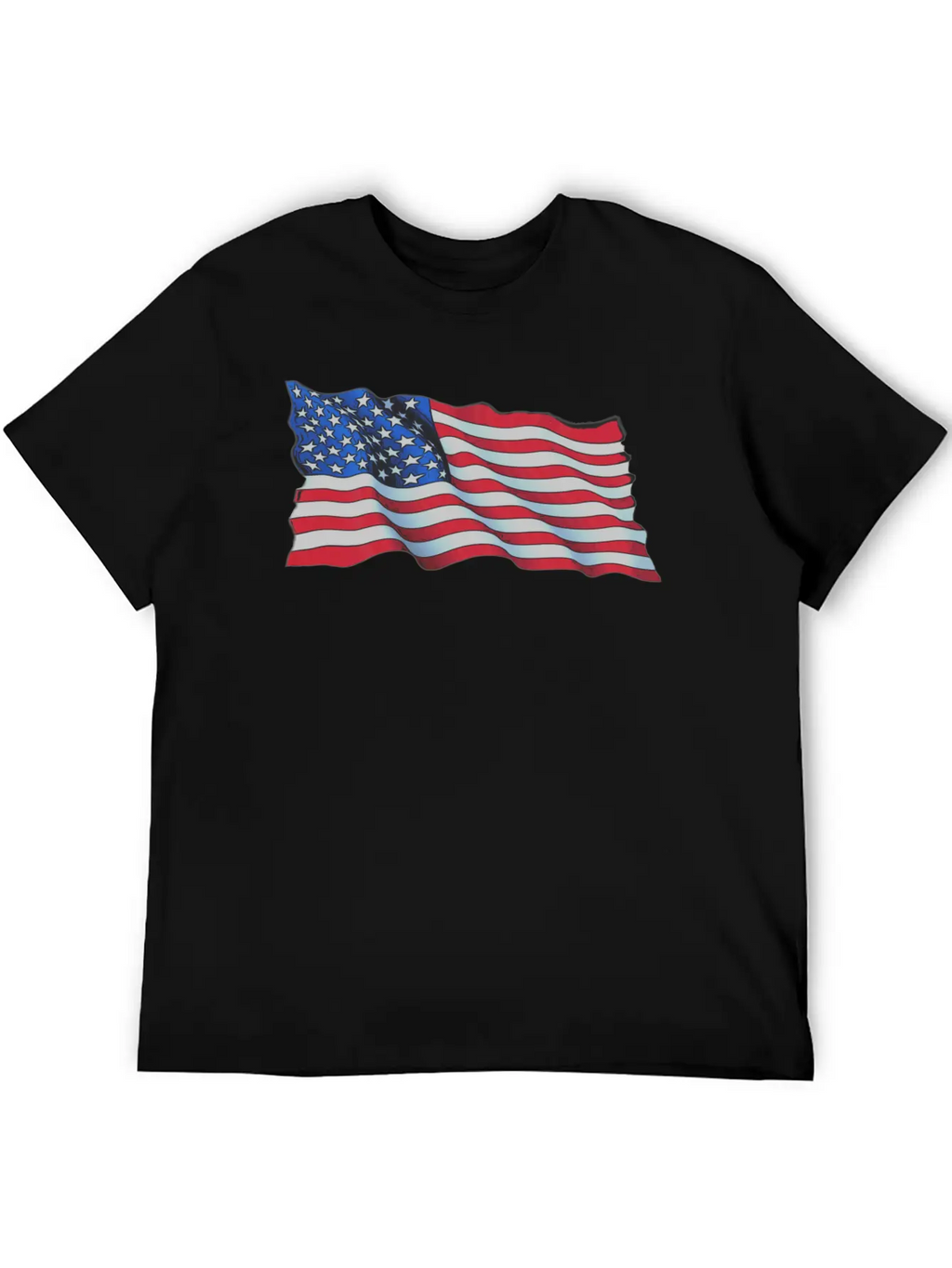 American Flag In Wind Breathable Soft Cotton T-Shirt – Timeless Casual Look