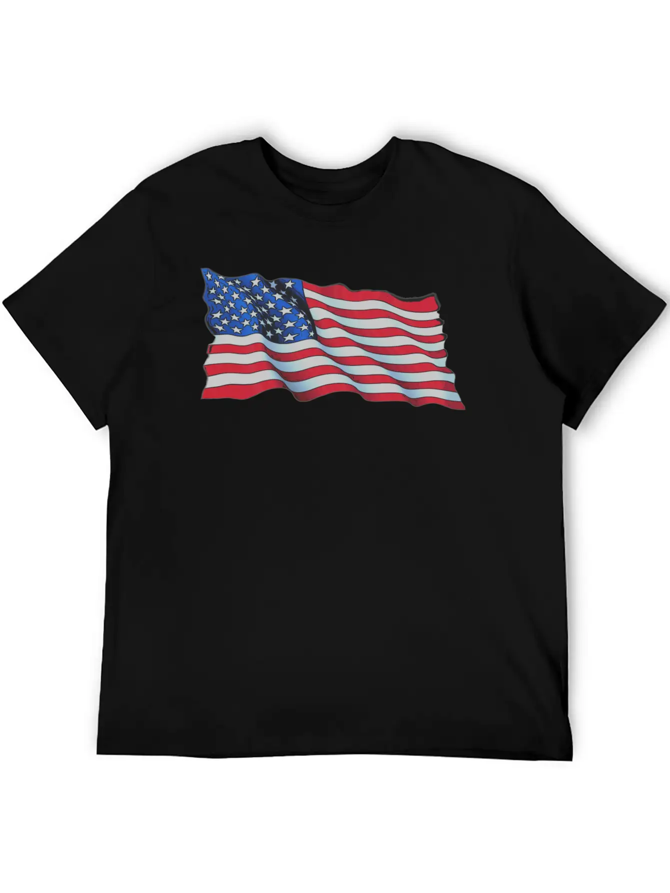 American Flag In Wind Breathable Soft Cotton T-Shirt – Timeless Casual Look