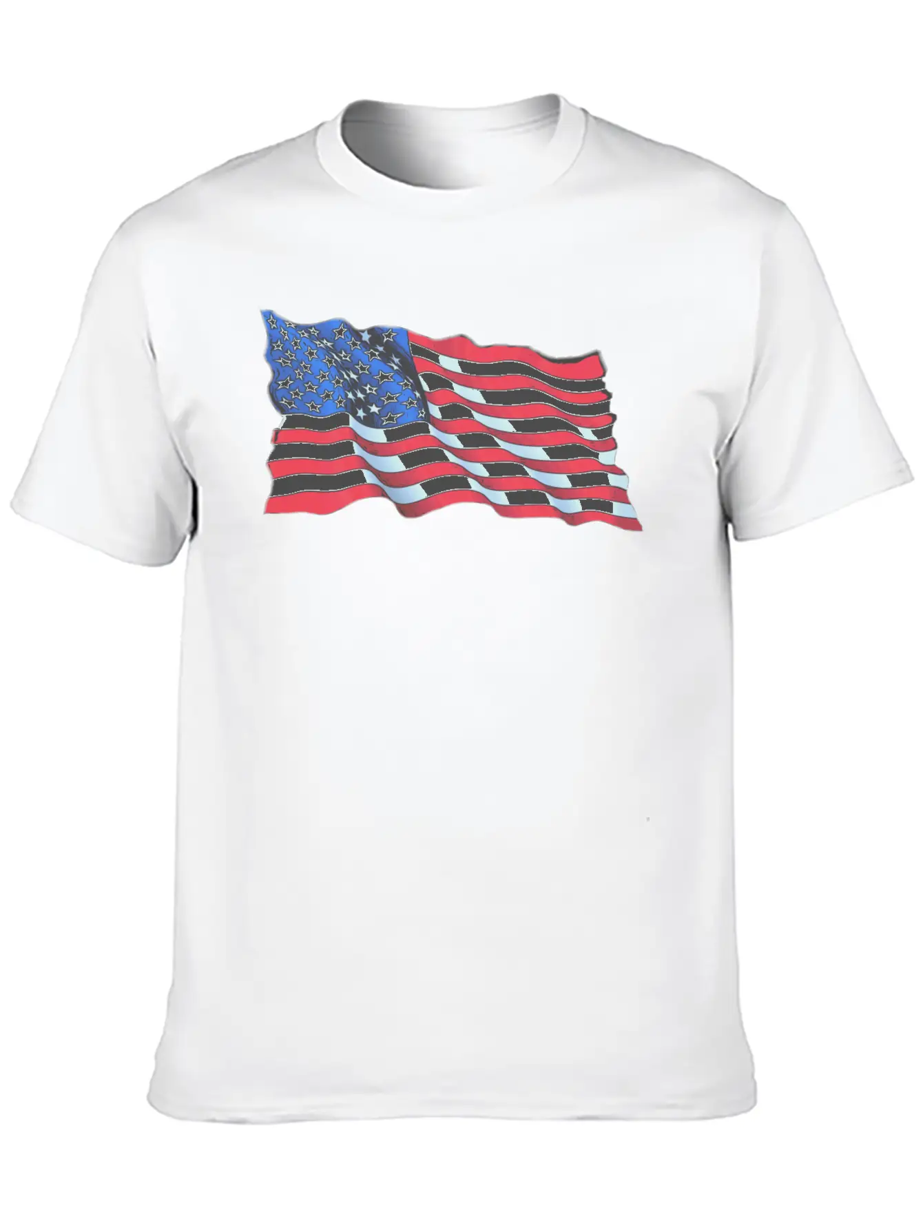 American Flag In Wind Breathable Soft Cotton T-Shirt – Timeless Casual Look