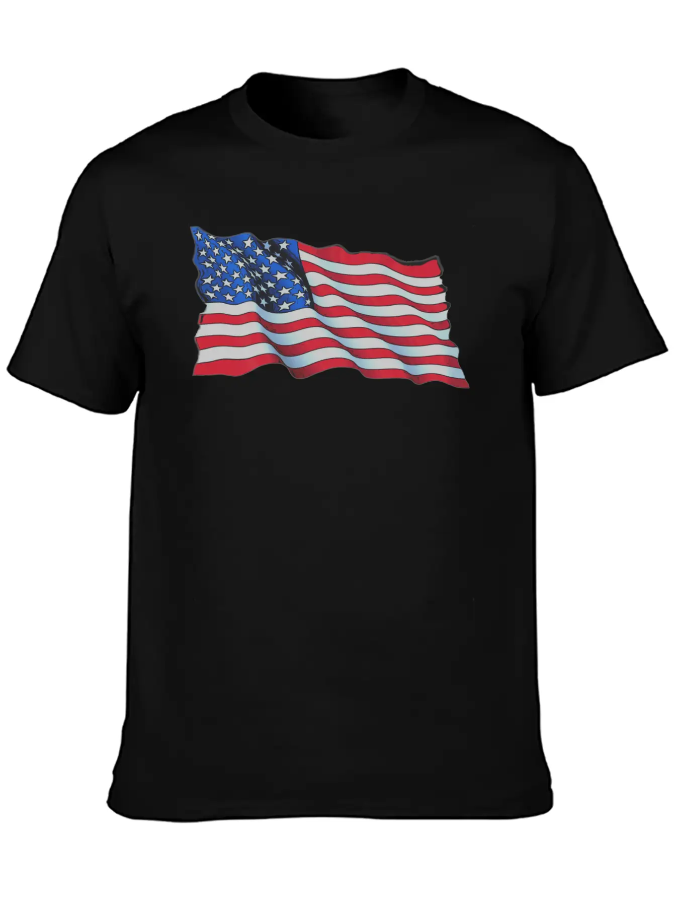 American Flag In Wind Breathable Soft Cotton T-Shirt – Timeless Casual Look