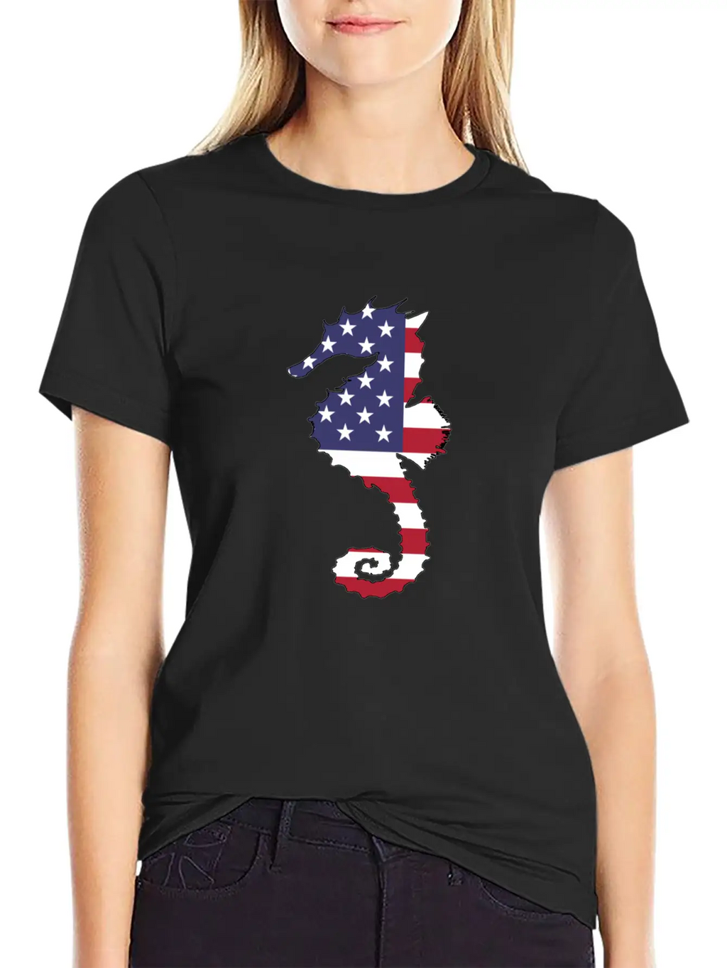 American Flag - Seahorse Relaxed Everyday Tee – Lightweight And Durable Cotton