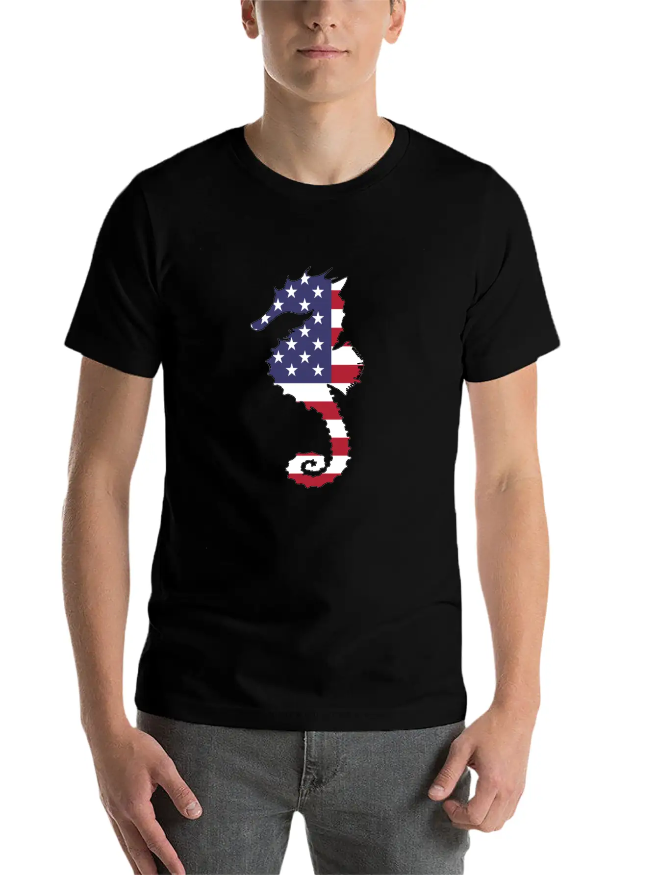 American Flag - Seahorse Relaxed Everyday Tee – Lightweight And Durable Cotton