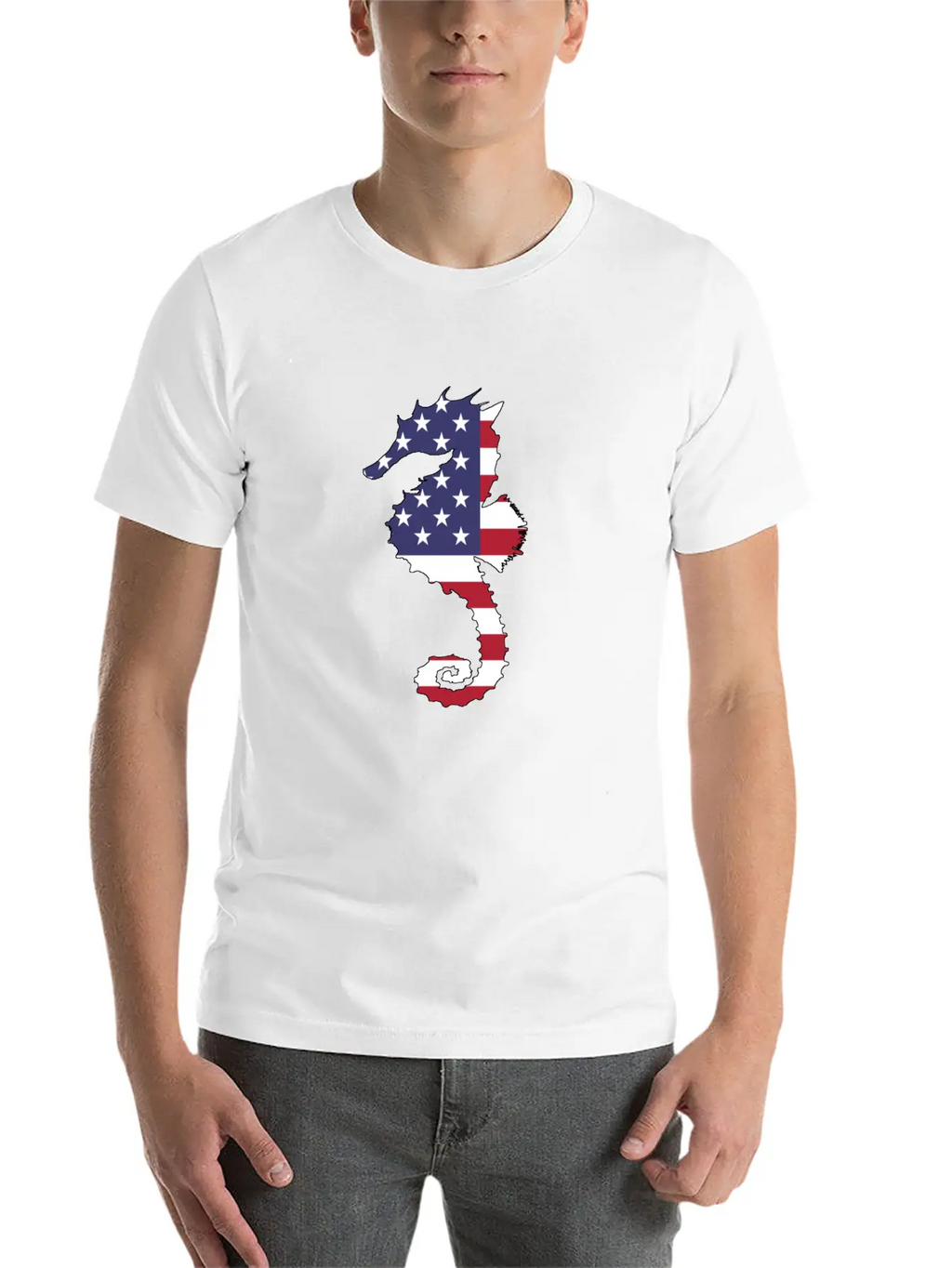 American Flag - Seahorse Relaxed Everyday Tee – Lightweight And Durable Cotton