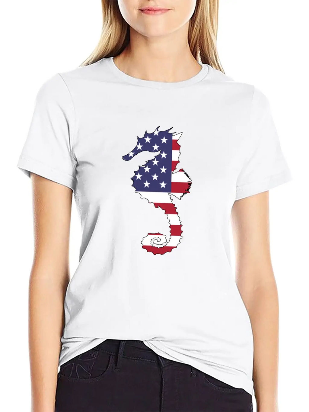 American Flag - Seahorse Relaxed Everyday Tee – Lightweight And Durable Cotton