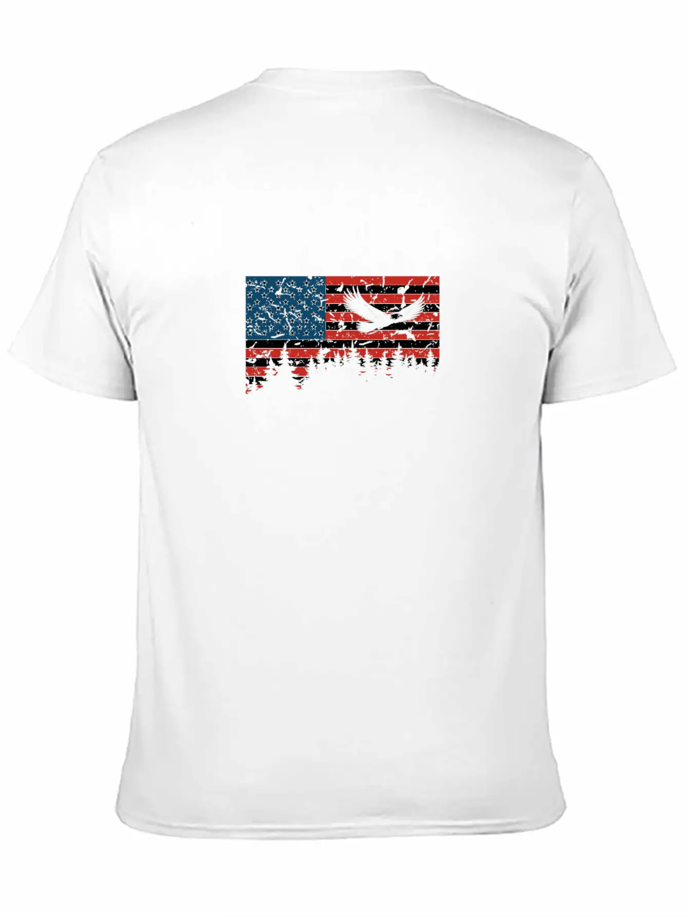 American Flag USA Patriotic Eagle Flying Trees Gra Unisex Casual T-Shirt – Clean Design For Daily Comfort