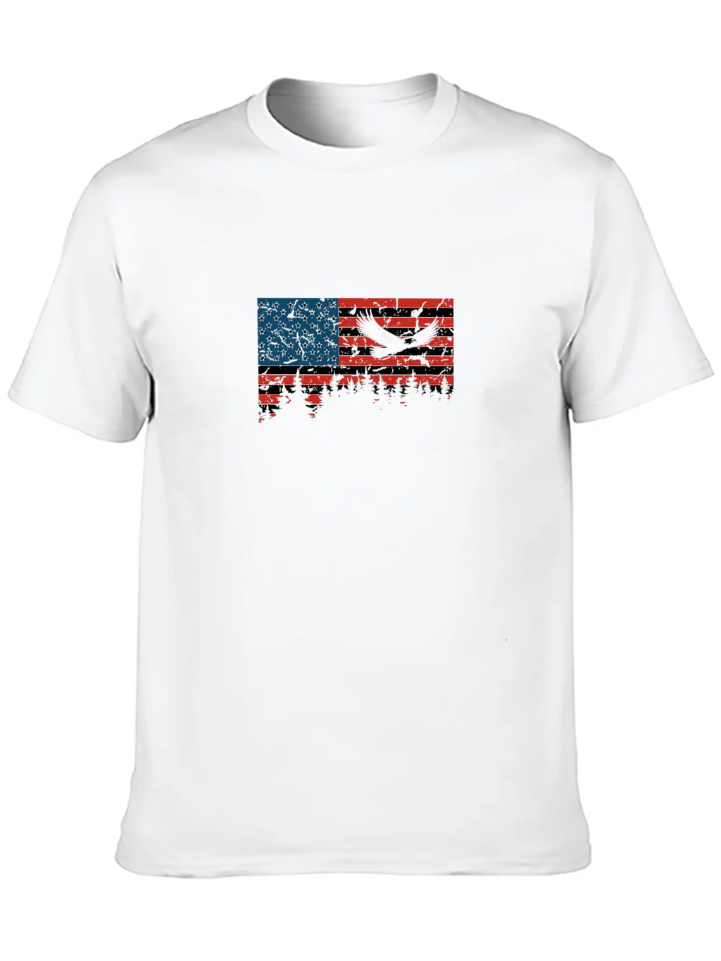 American Flag USA Patriotic Eagle Flying Trees Gra Unisex Casual T-Shirt – Clean Design For Daily Comfort
