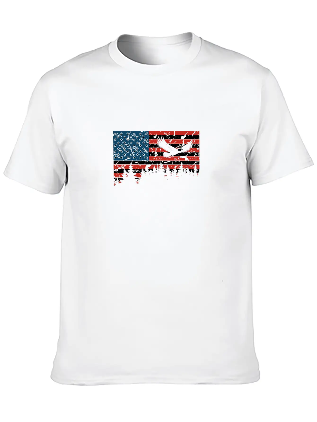 American Flag USA Patriotic Eagle Flying Trees Gra Unisex Casual T-Shirt – Clean Design For Daily Comfort