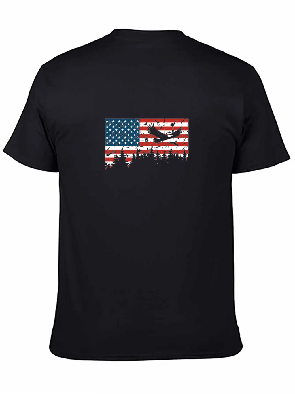 American Flag USA Patriotic Eagle Flying Trees Gra Unisex Casual T-Shirt – Clean Design For Daily Comfort