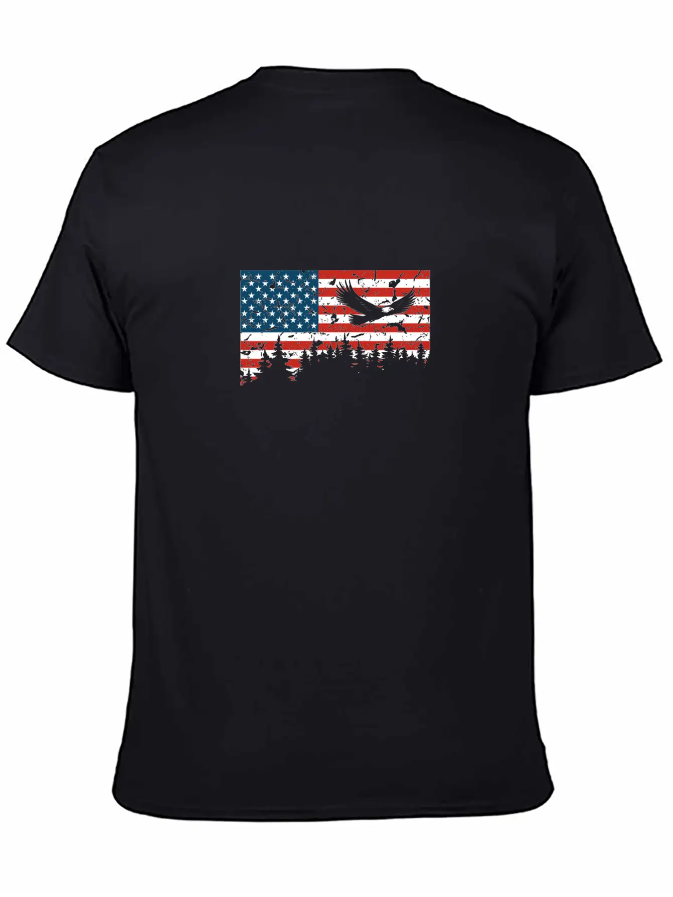 American Flag USA Patriotic Eagle Flying Trees Gra Unisex Casual T-Shirt – Clean Design For Daily Comfort