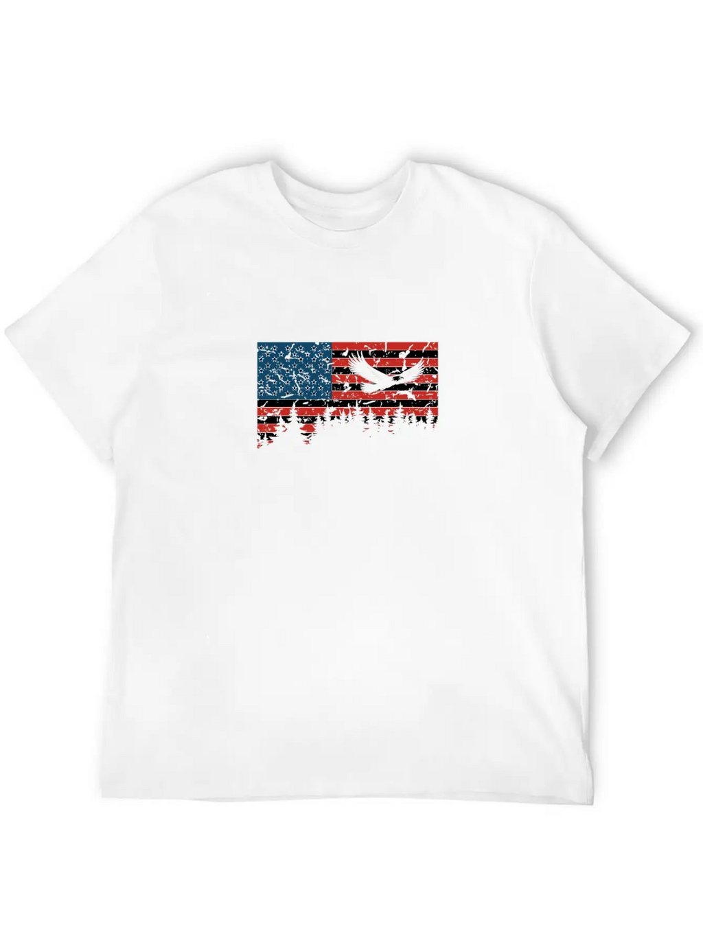 American Flag USA Patriotic Eagle Flying Trees Gra Unisex Casual T-Shirt – Clean Design For Daily Comfort