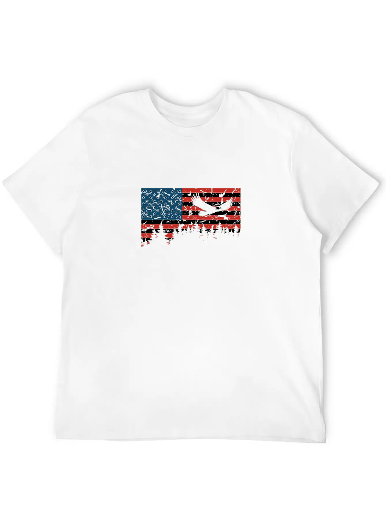 American Flag USA Patriotic Eagle Flying Trees Gra Unisex Casual T-Shirt – Clean Design For Daily Comfort