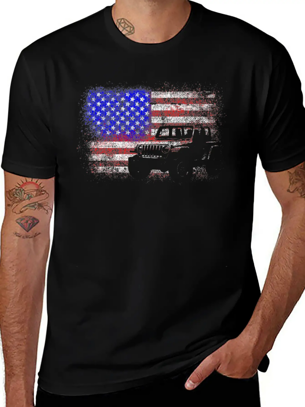 American US Flag 4X4 Off-Road Breathable Graphic T-Shirt – Perfect For Casual Days