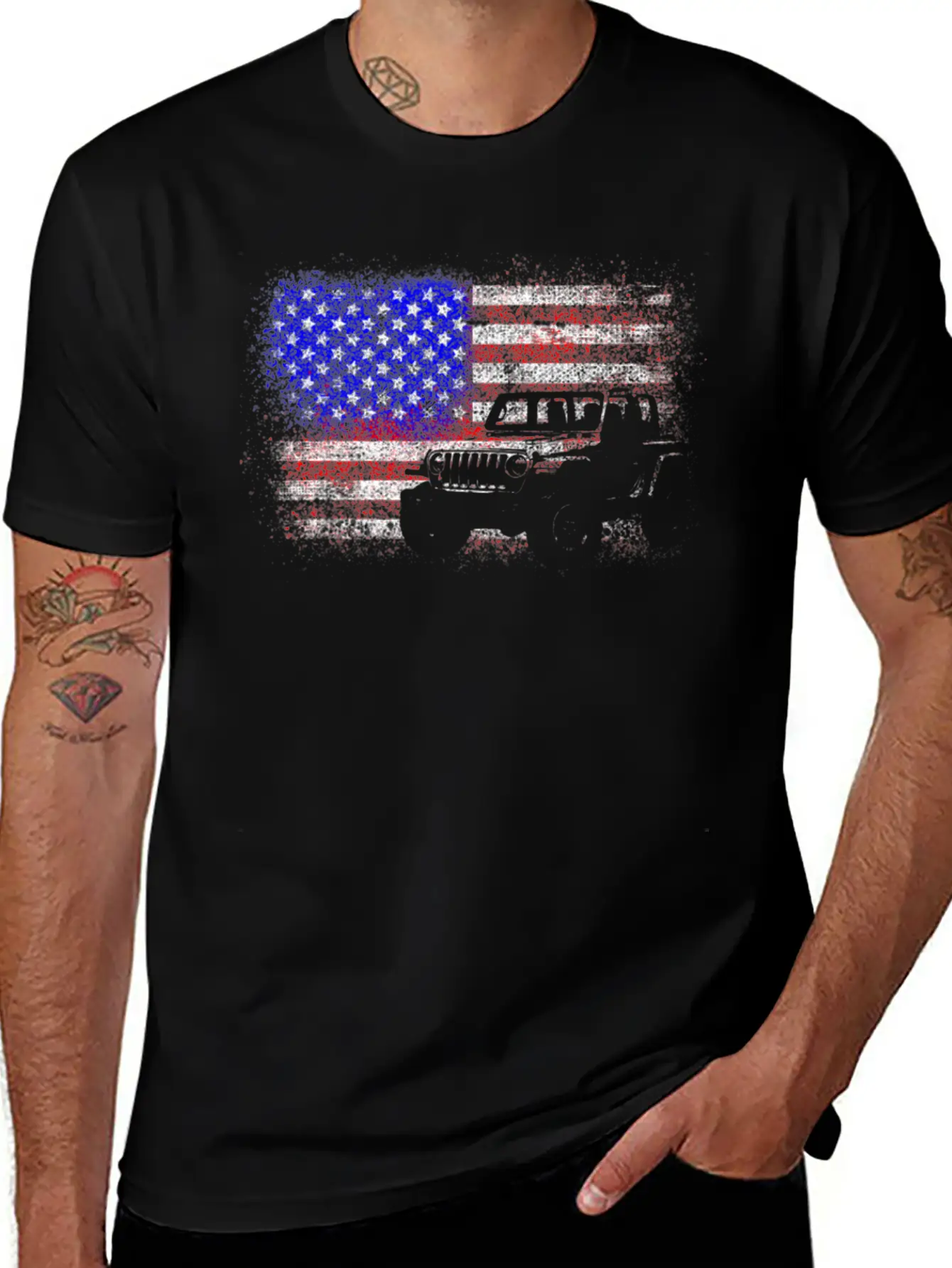 American US Flag 4X4 Off-Road Breathable Graphic T-Shirt – Perfect For Casual Days