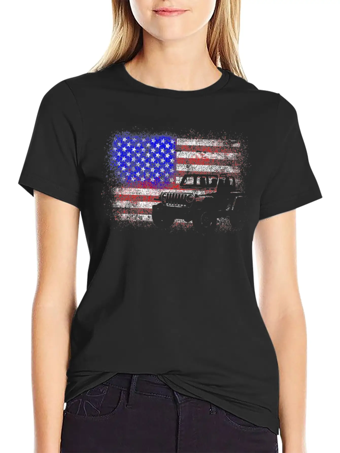 American US Flag 4X4 Off-Road Breathable Graphic T-Shirt – Perfect For Casual Days