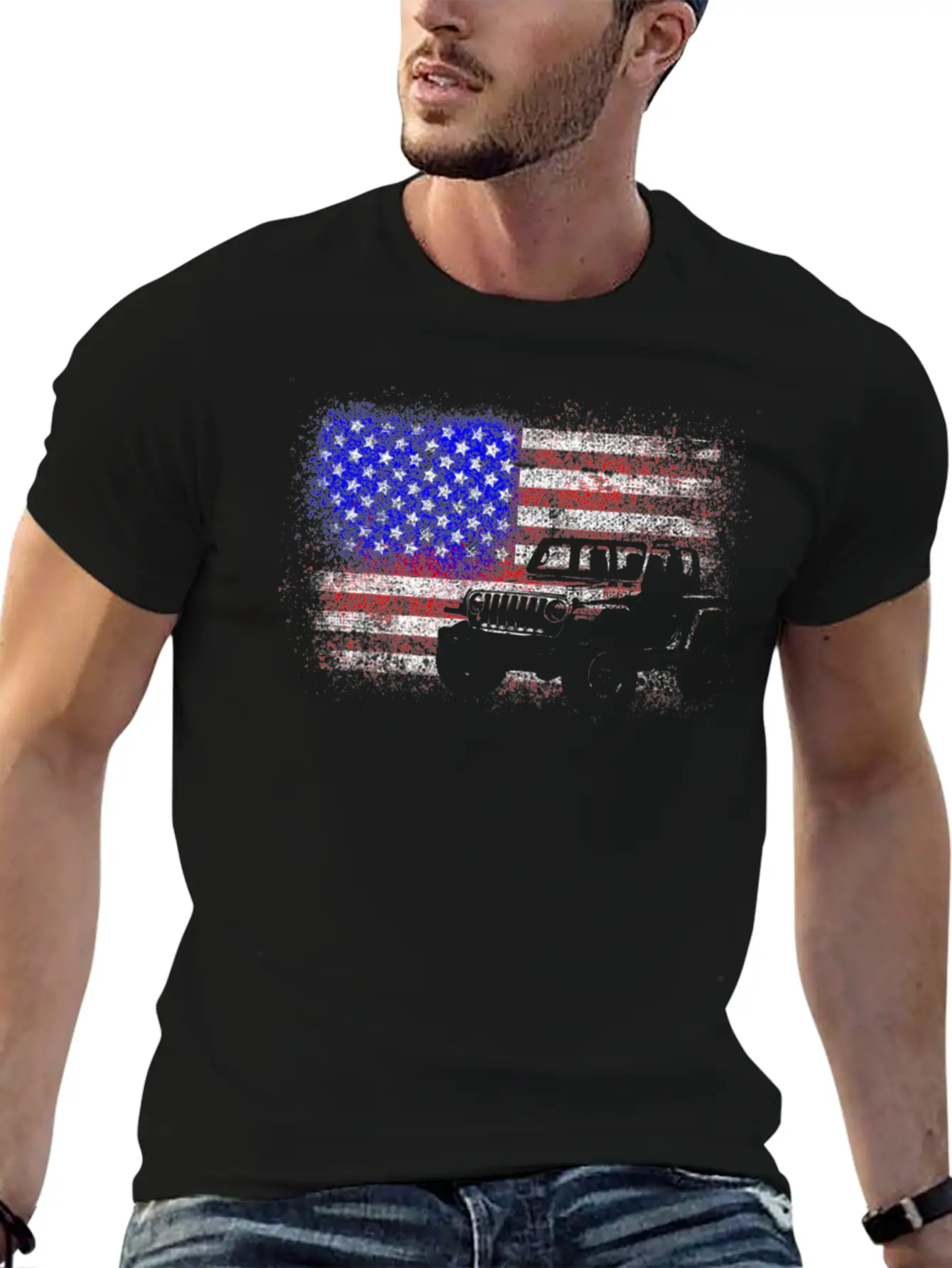 American US Flag 4X4 Off-Road Breathable Graphic T-Shirt – Perfect For Casual Days