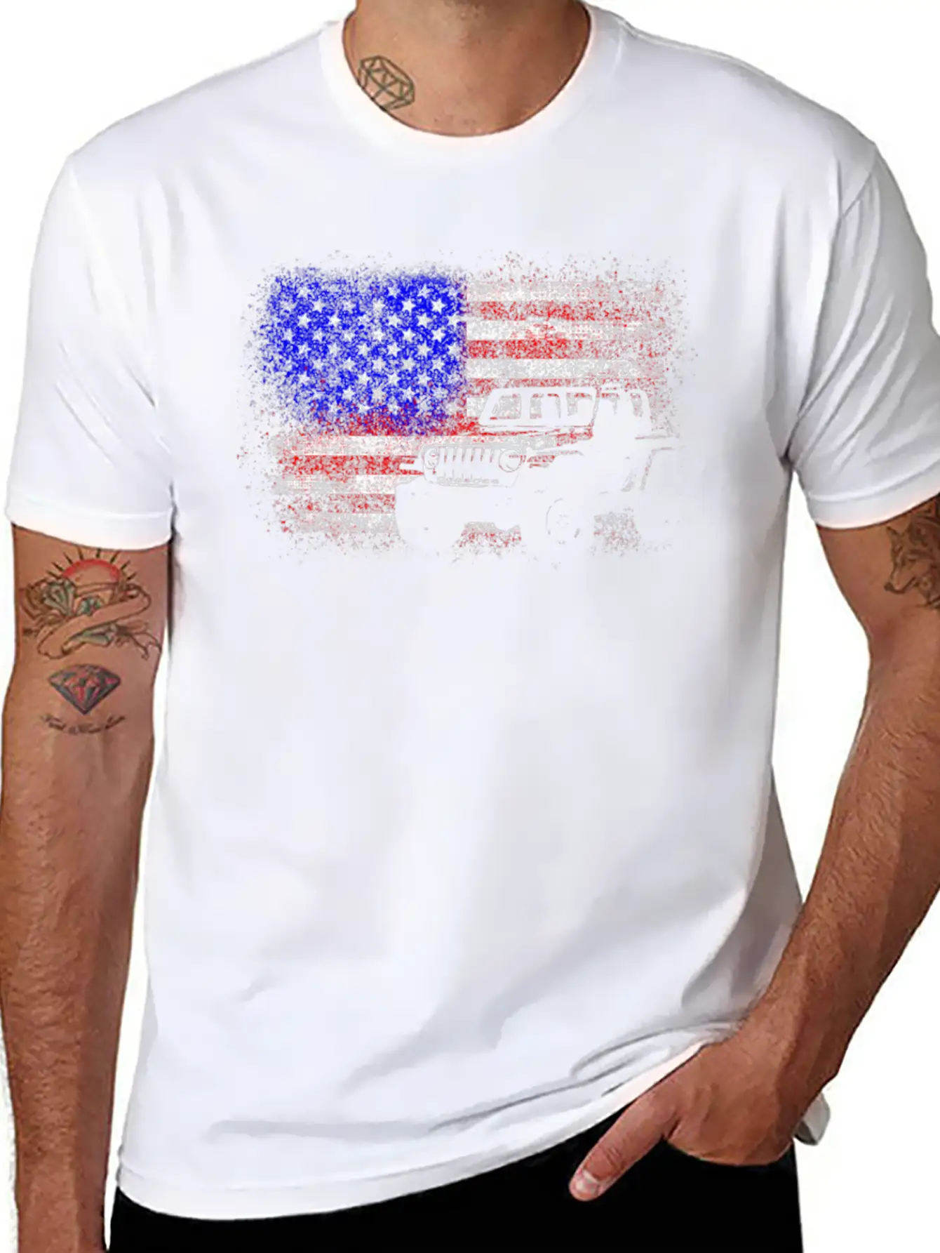 American US Flag 4X4 Off-Road Breathable Graphic T-Shirt – Perfect For Casual Days