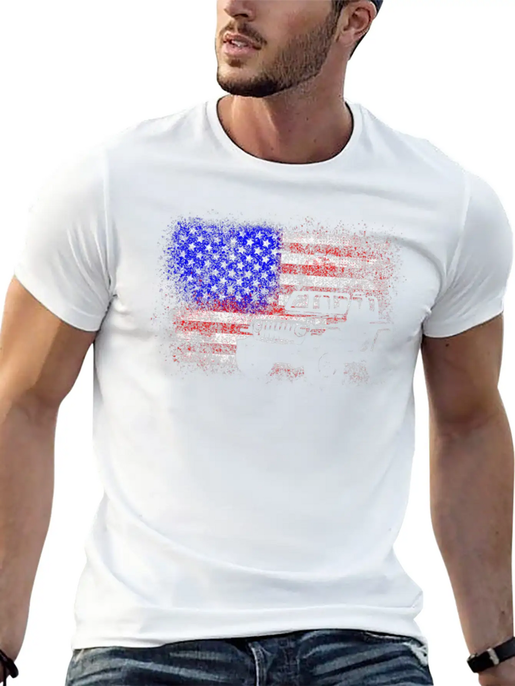 American US Flag 4X4 Off-Road Breathable Graphic T-Shirt – Perfect For Casual Days