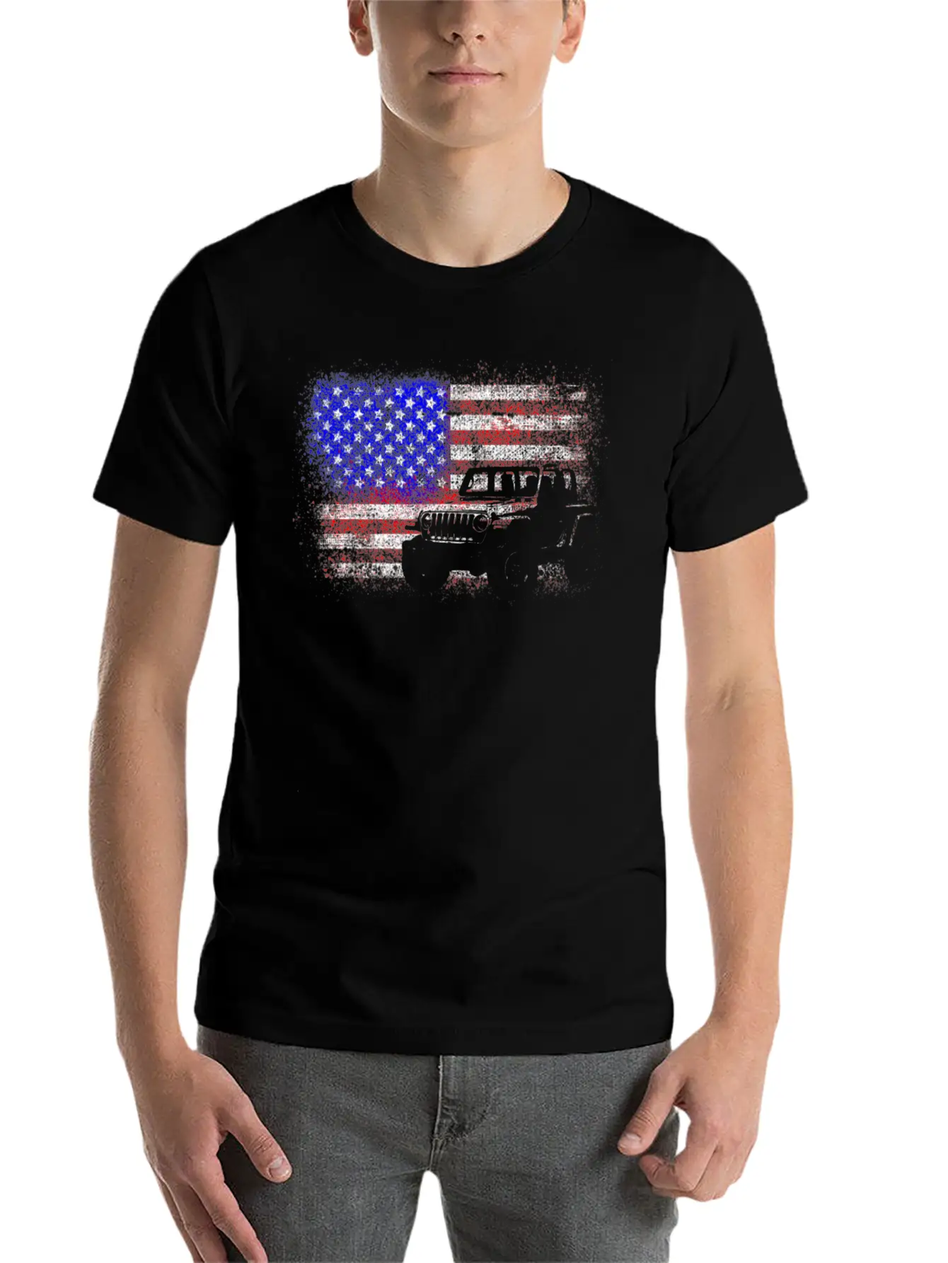 American US Flag 4X4 Off-Road Breathable Graphic T-Shirt – Perfect For Casual Days