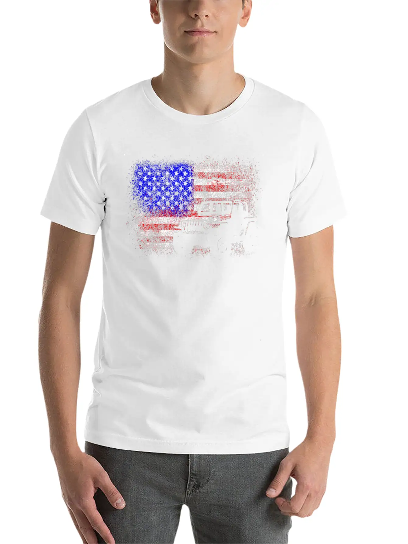American US Flag 4X4 Off-Road Breathable Graphic T-Shirt – Perfect For Casual Days