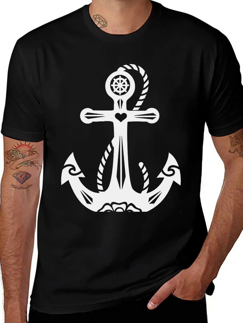 Anchor & Sacred Rose, Symbol Hope, Faith & Love Classic Cotton Tee – Unisex Comfort For Any Season