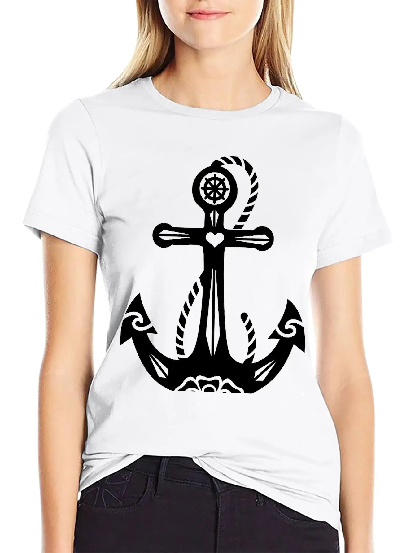 Anchor & Sacred Rose, Symbol Hope, Faith & Love Classic Cotton Tee – Unisex Comfort For Any Season