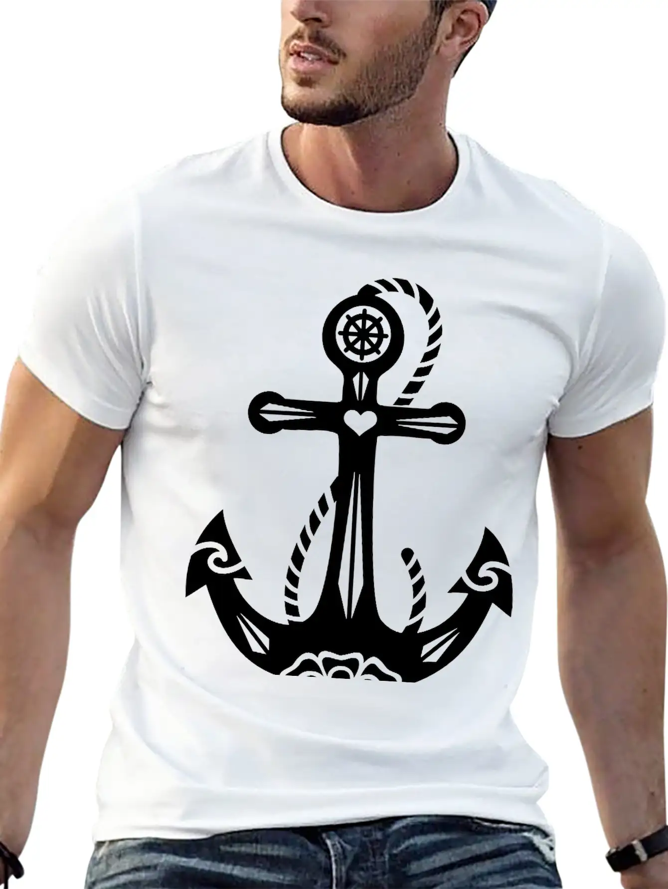 Anchor & Sacred Rose, Symbol Hope, Faith & Love Classic Cotton Tee – Unisex Comfort For Any Season