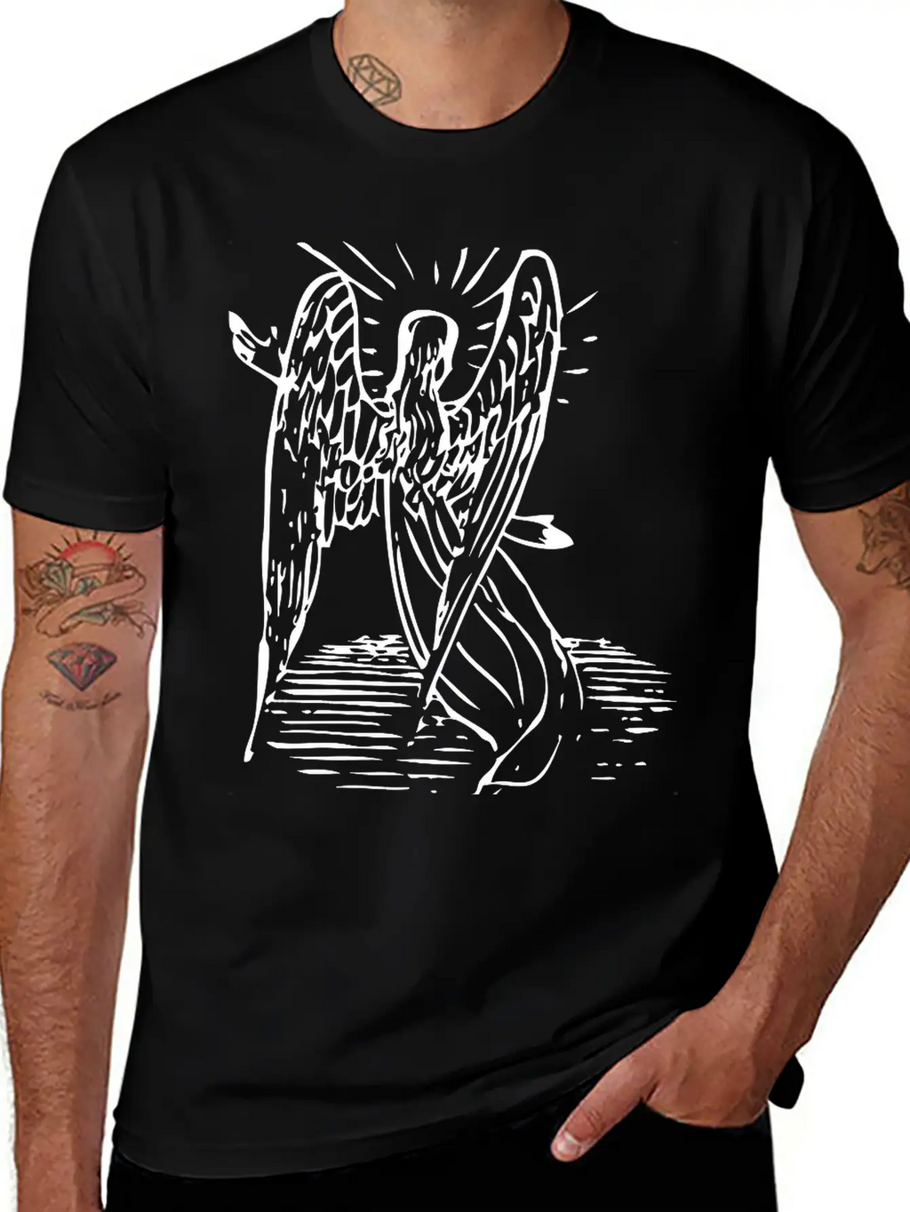 Angel With Long Hair Essential Cotton Tee For Daily Outfits – Unisex Style