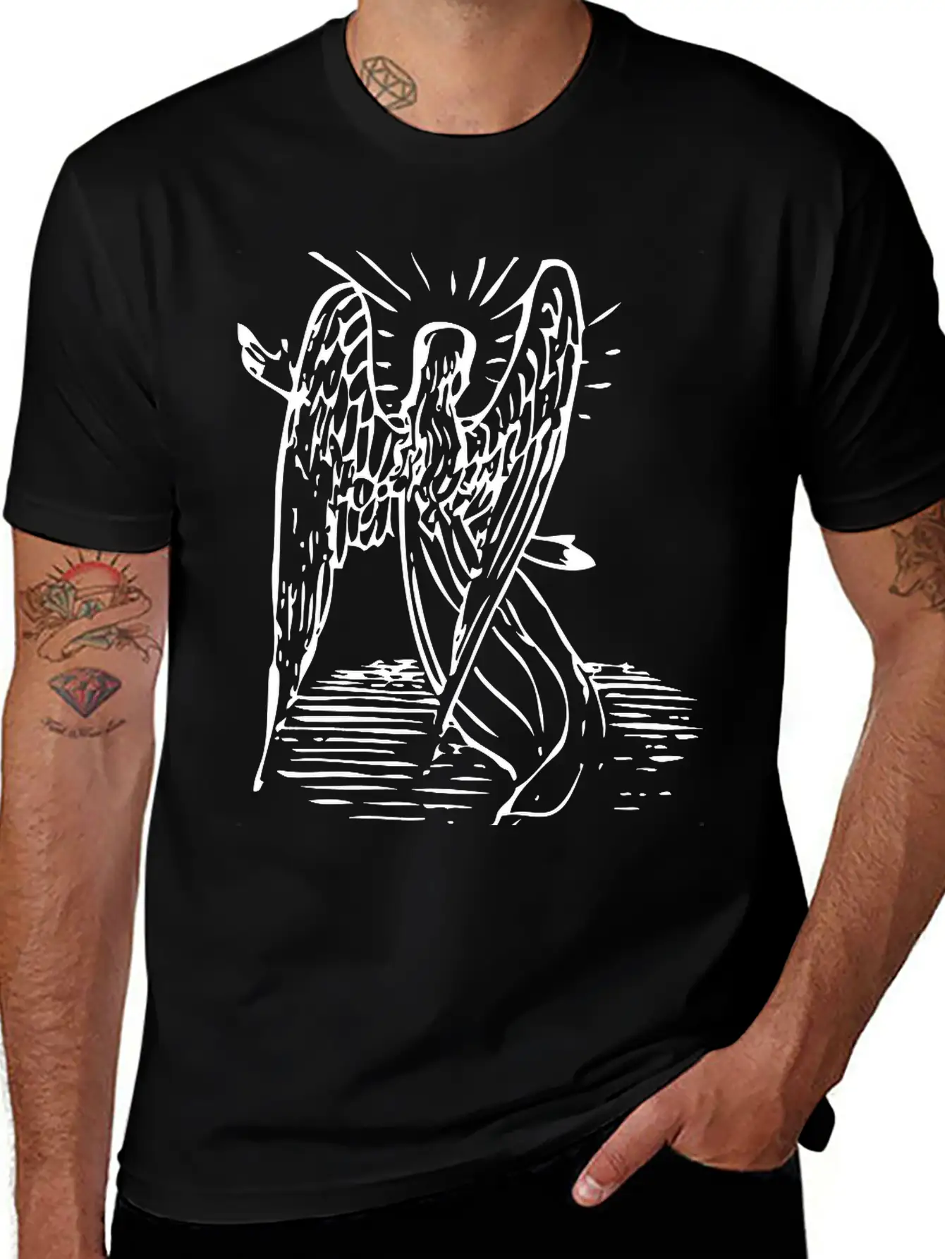 Angel With Long Hair Essential Cotton Tee For Daily Outfits – Unisex Style