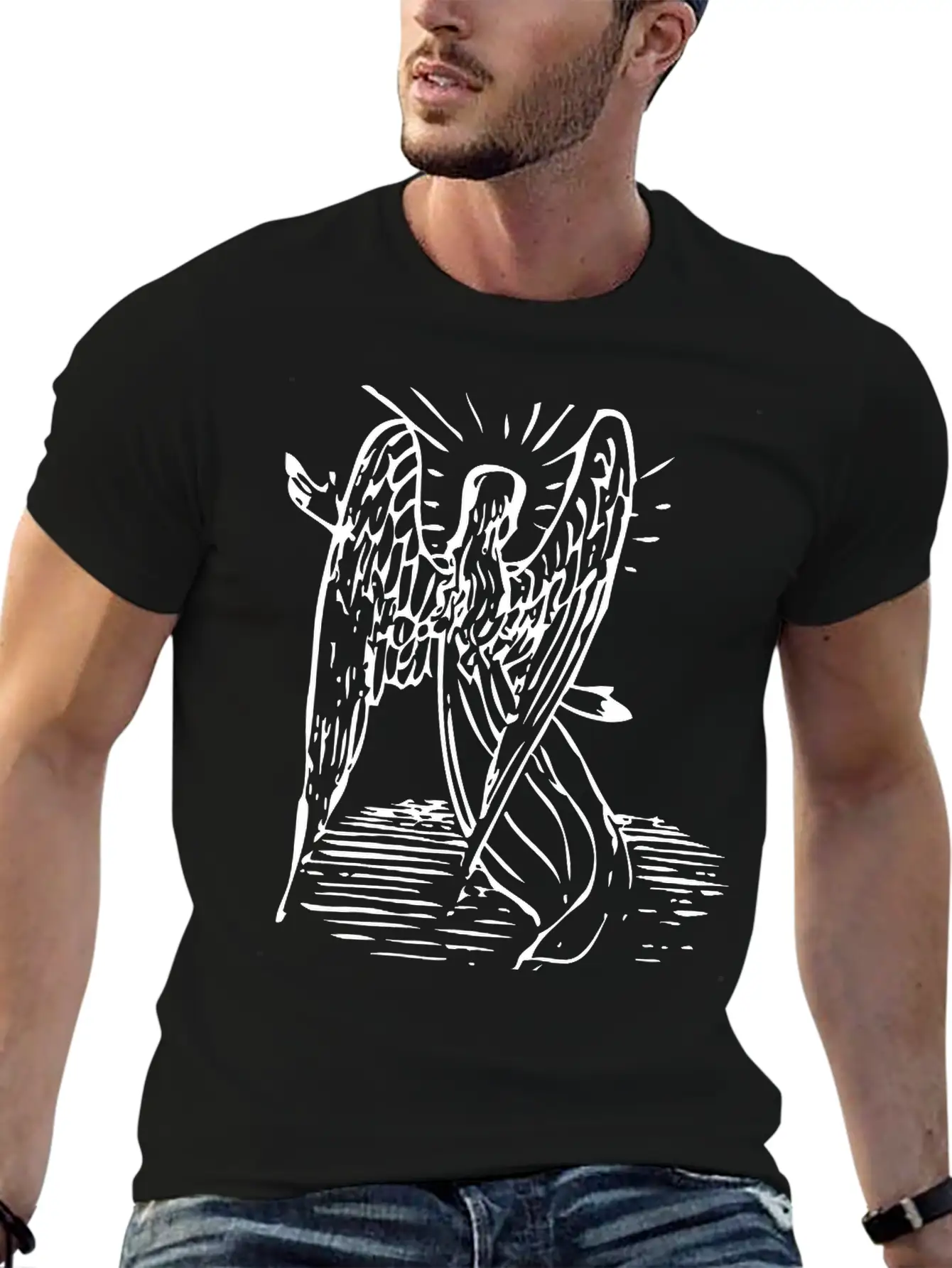 Angel With Long Hair Essential Cotton Tee For Daily Outfits – Unisex Style