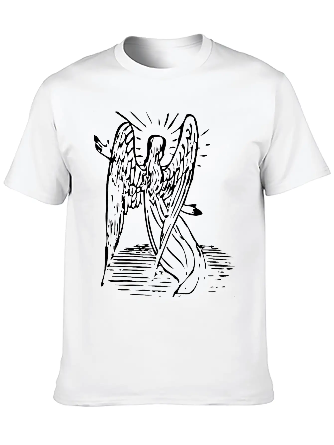 Angel With Long Hair Essential Cotton Tee For Daily Outfits – Unisex Style