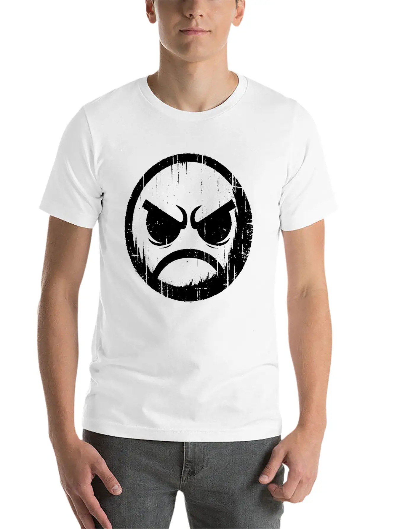 Angry Face Relaxed Everyday Tee – Lightweight And Durable Cotton
