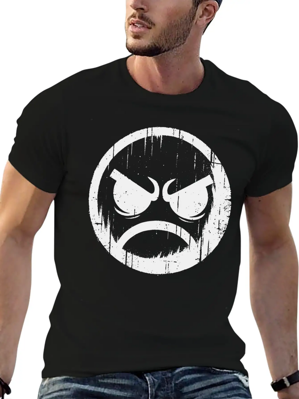 Angry Face Relaxed Everyday Tee – Lightweight And Durable Cotton