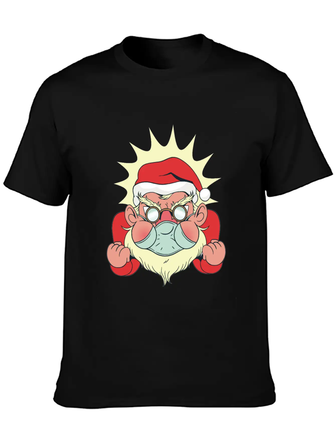 Angry Santa With Facemask Stylish Everyday T-Shirt – Unisex Basic Cotton Tee