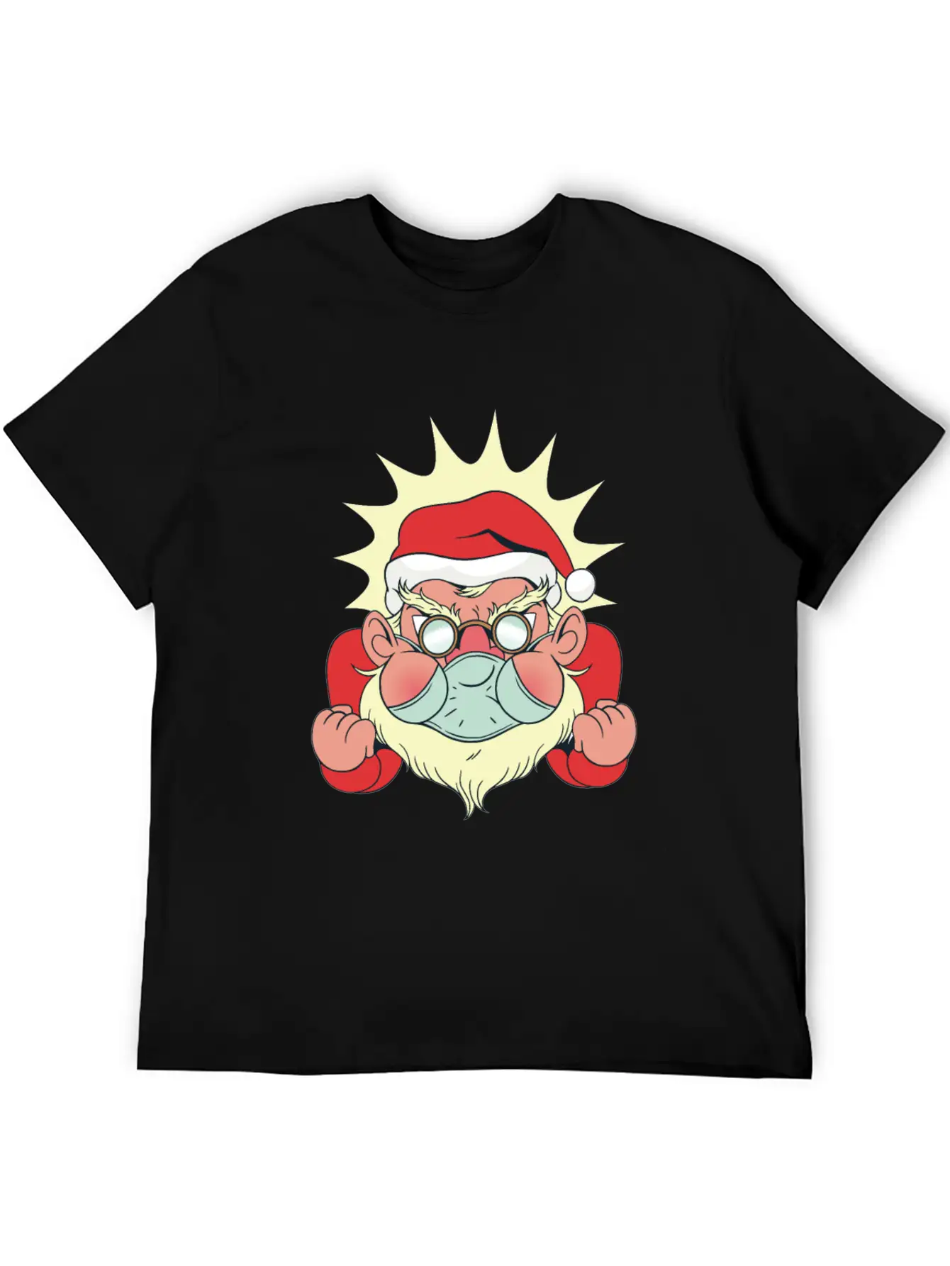 Angry Santa With Facemask Stylish Everyday T-Shirt – Unisex Basic Cotton Tee