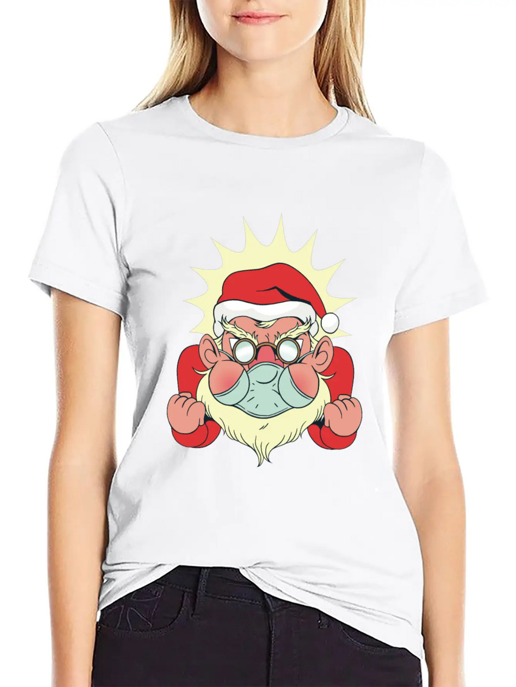 Angry Santa With Facemask Stylish Everyday T-Shirt – Unisex Basic Cotton Tee