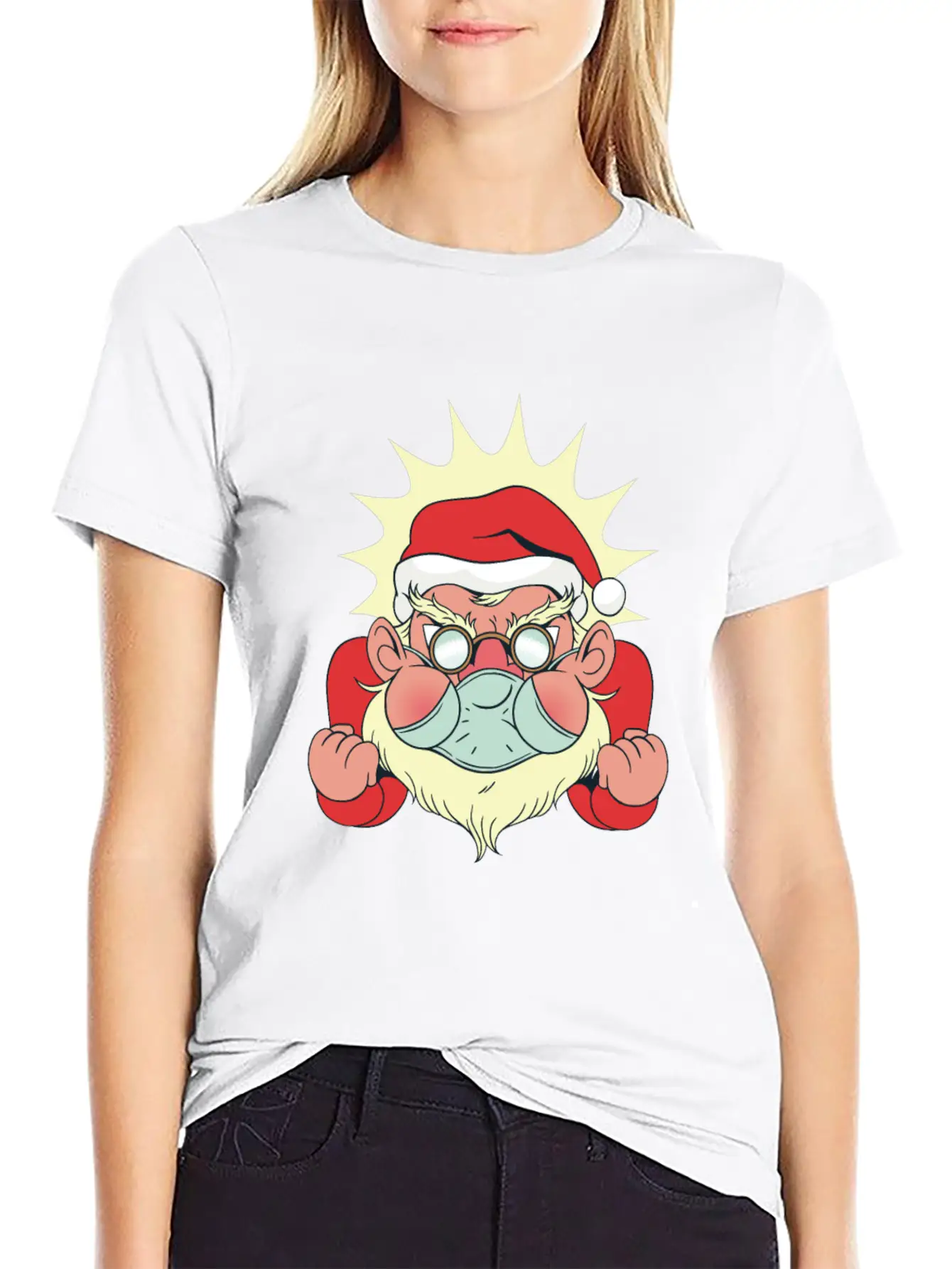 Angry Santa With Facemask Stylish Everyday T-Shirt – Unisex Basic Cotton Tee