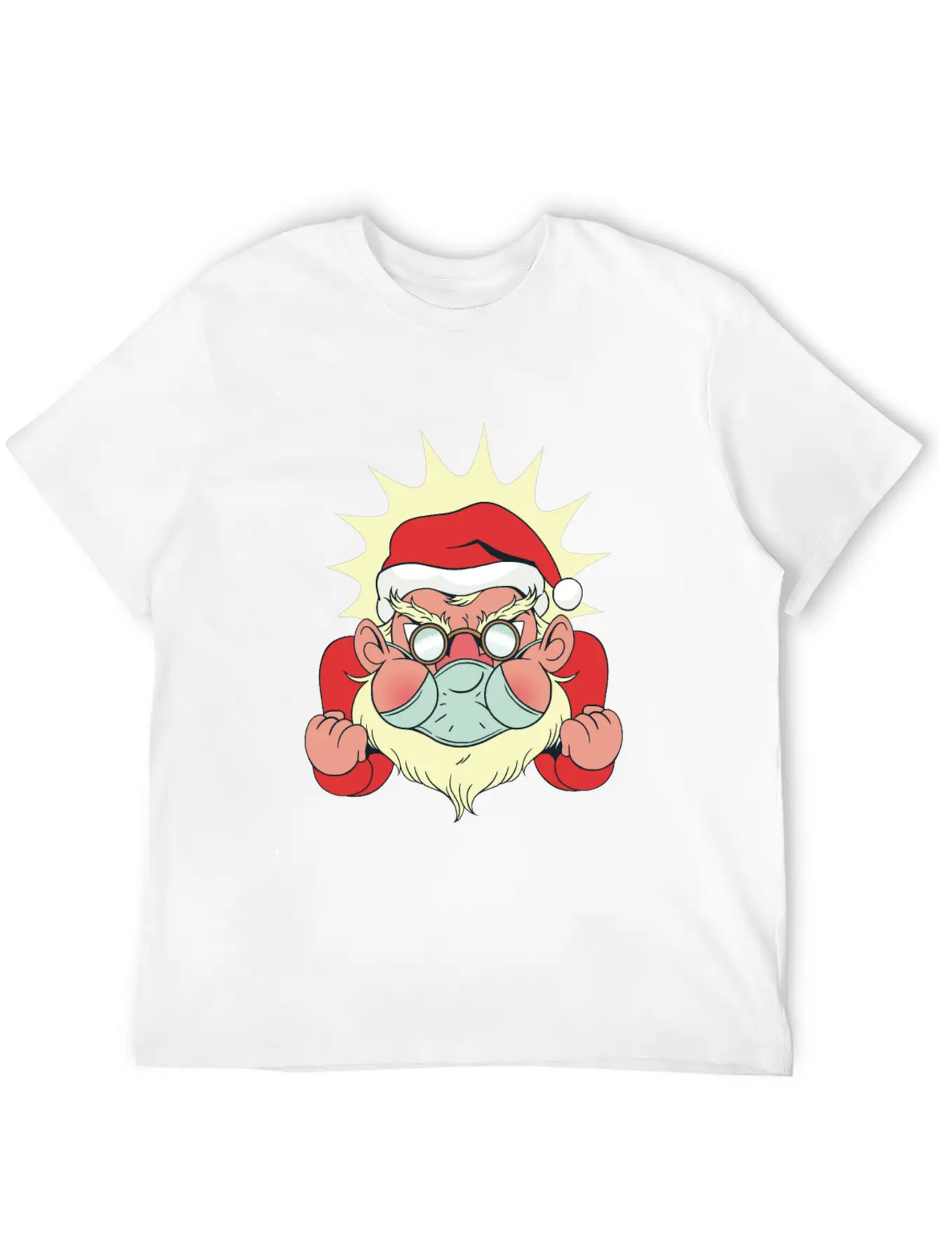 Angry Santa With Facemask Stylish Everyday T-Shirt – Unisex Basic Cotton Tee