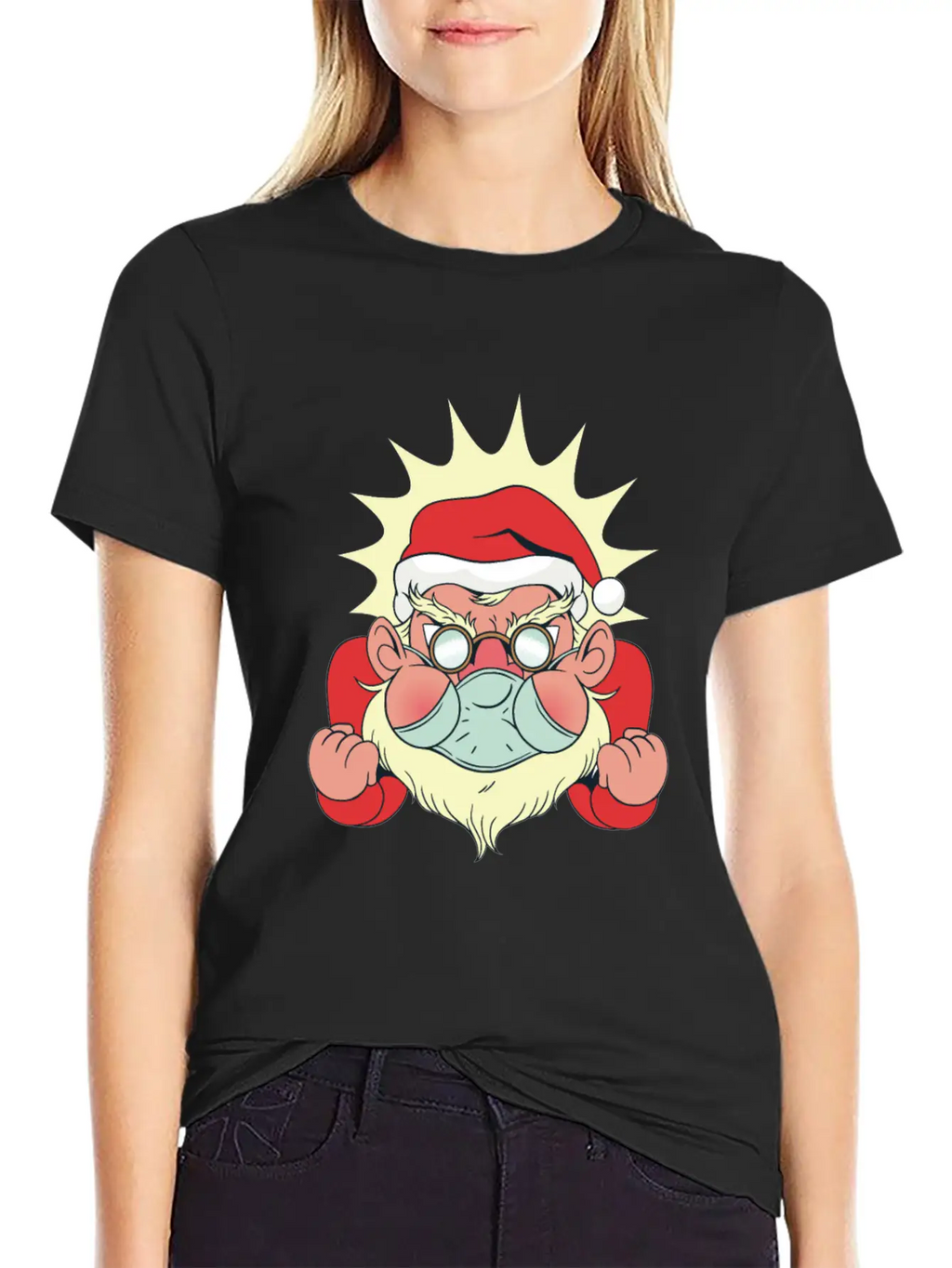 Angry Santa With Facemask Stylish Everyday T-Shirt – Unisex Basic Cotton Tee