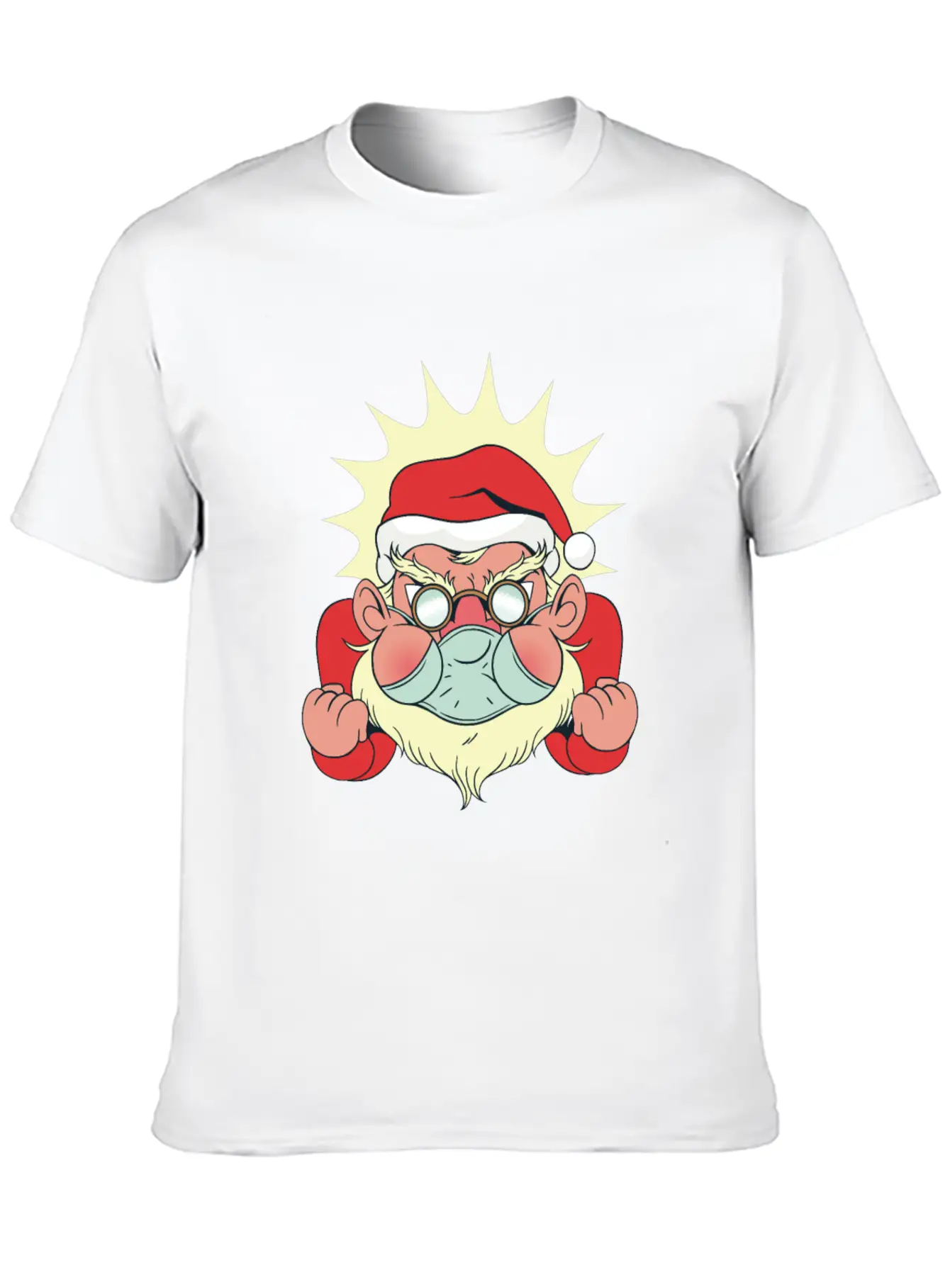 Angry Santa With Facemask Stylish Everyday T-Shirt – Unisex Basic Cotton Tee