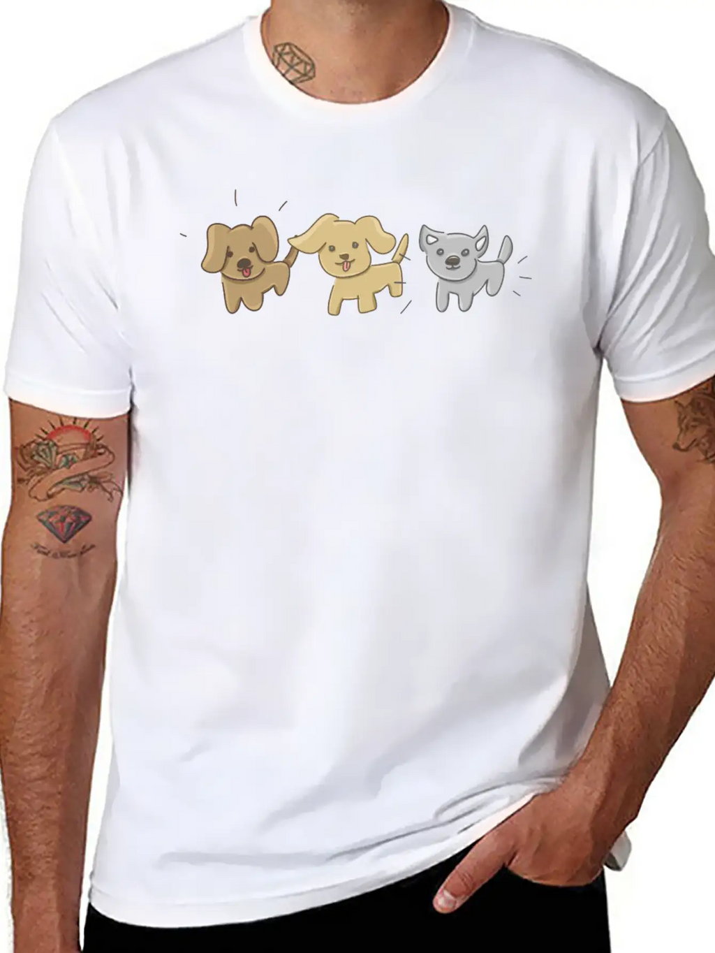 Animals Symbols Three Dogs Dog Relaxed Everyday Tee – Lightweight And Durable Cotton