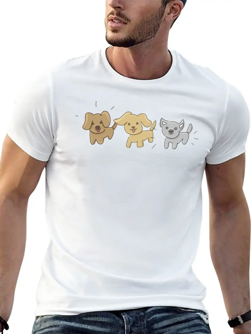 Animals Symbols Three Dogs Dog Relaxed Everyday Tee – Lightweight And Durable Cotton
