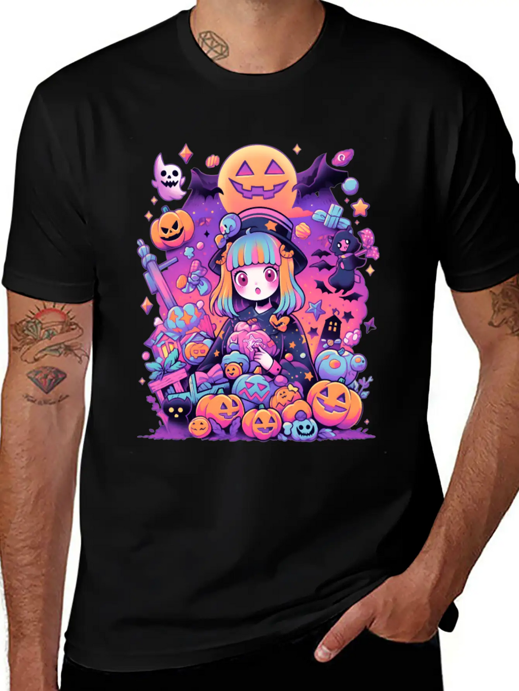 Anime Girl Aesthetic Halloween Unisex Casual T-Shirt – Clean Design For Daily Comfort