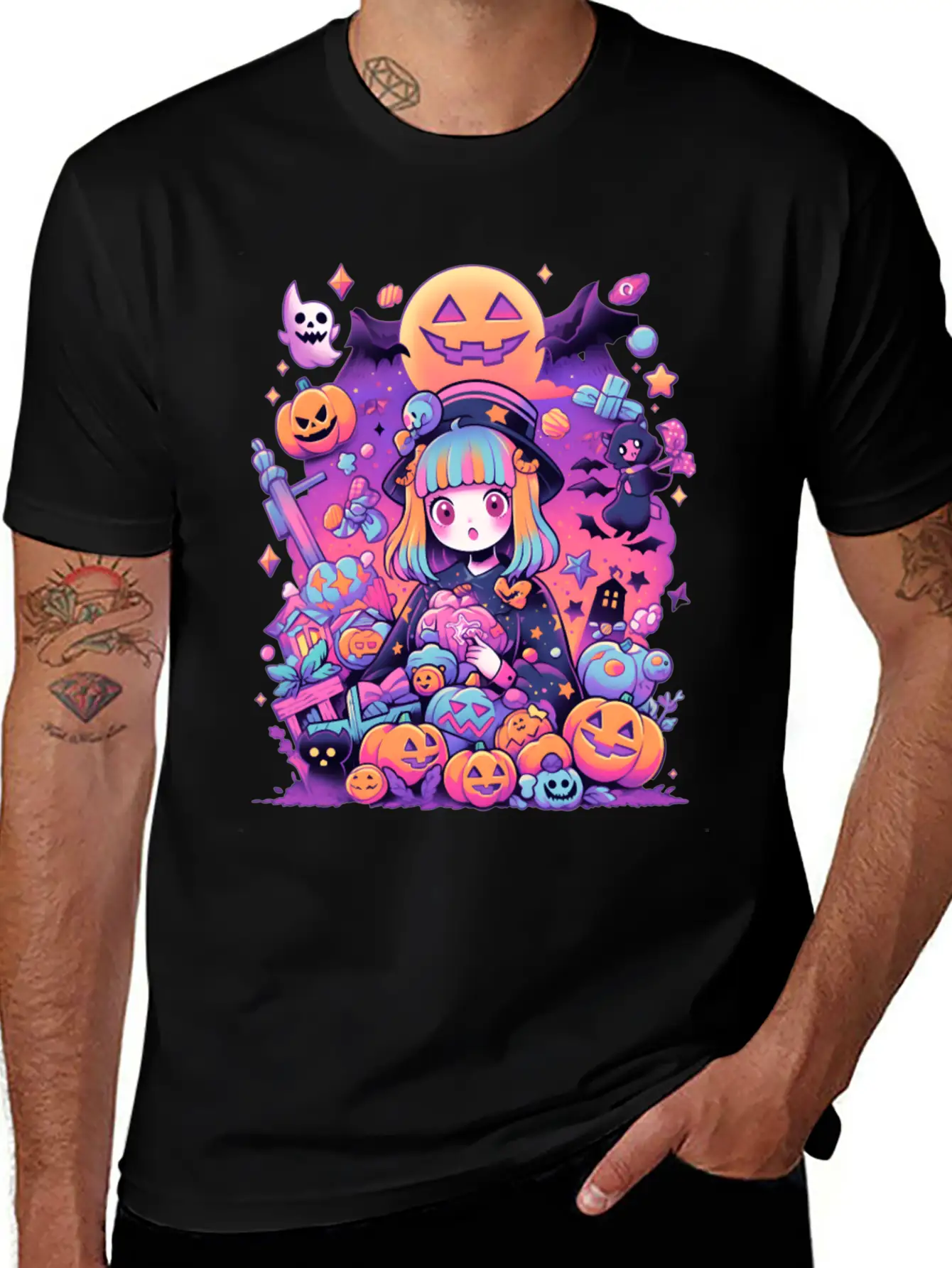 Anime Girl Aesthetic Halloween Unisex Casual T-Shirt – Clean Design For Daily Comfort